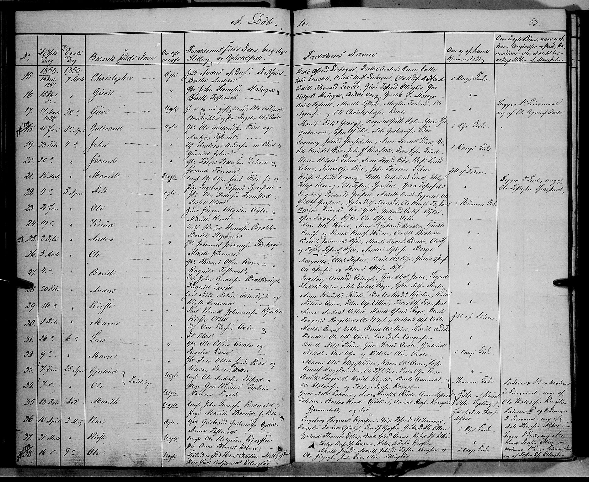 Vang prestekontor, Valdres, SAH/PREST-140/H/Ha/L0006: Parish register (official) no. 6, 1846-1864, p. 53