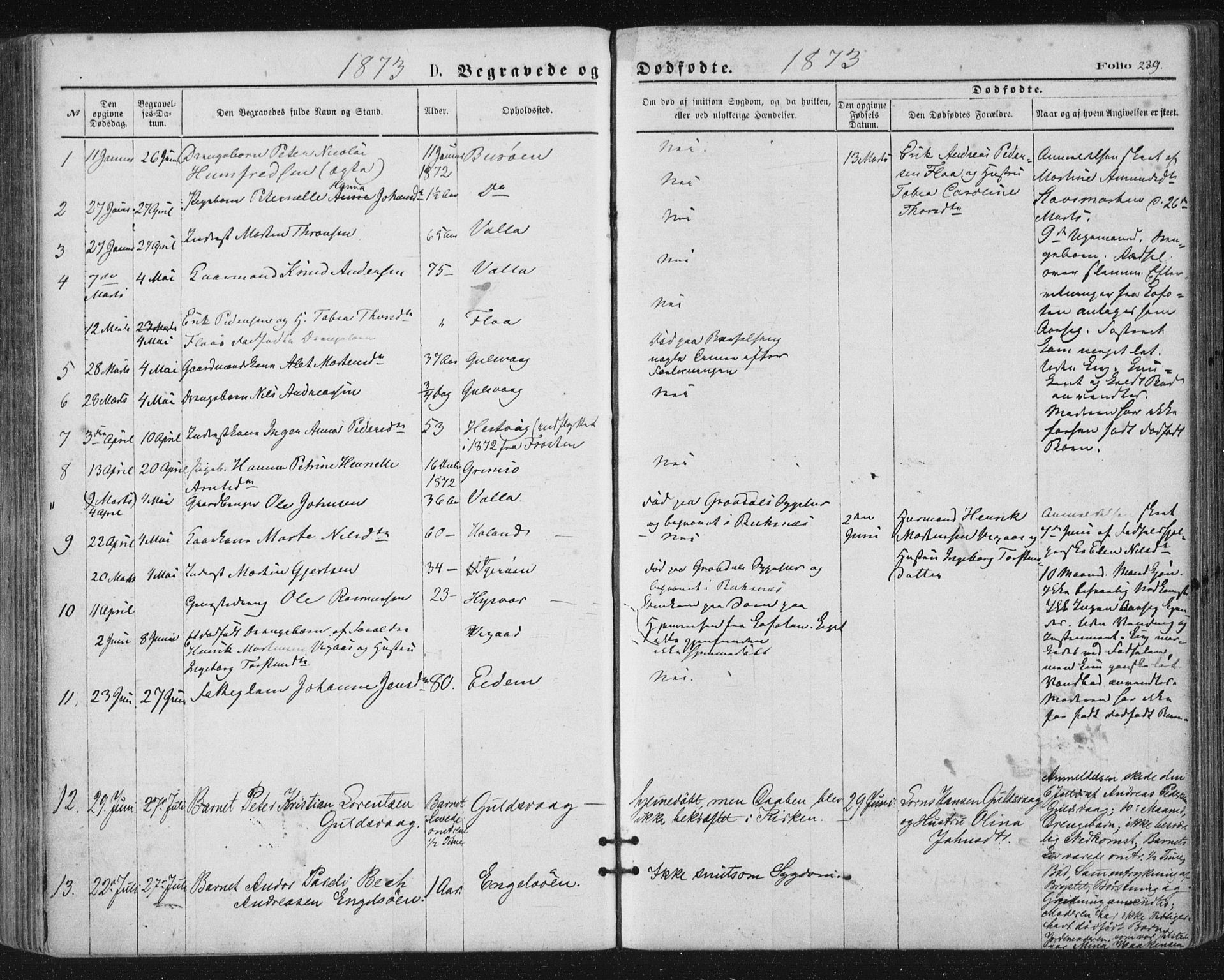 Ministerialprotokoller, klokkerbøker og fødselsregistre - Nordland, SAT/A-1459/816/L0241: Parish register (official) no. 816A07, 1870-1885, p. 239