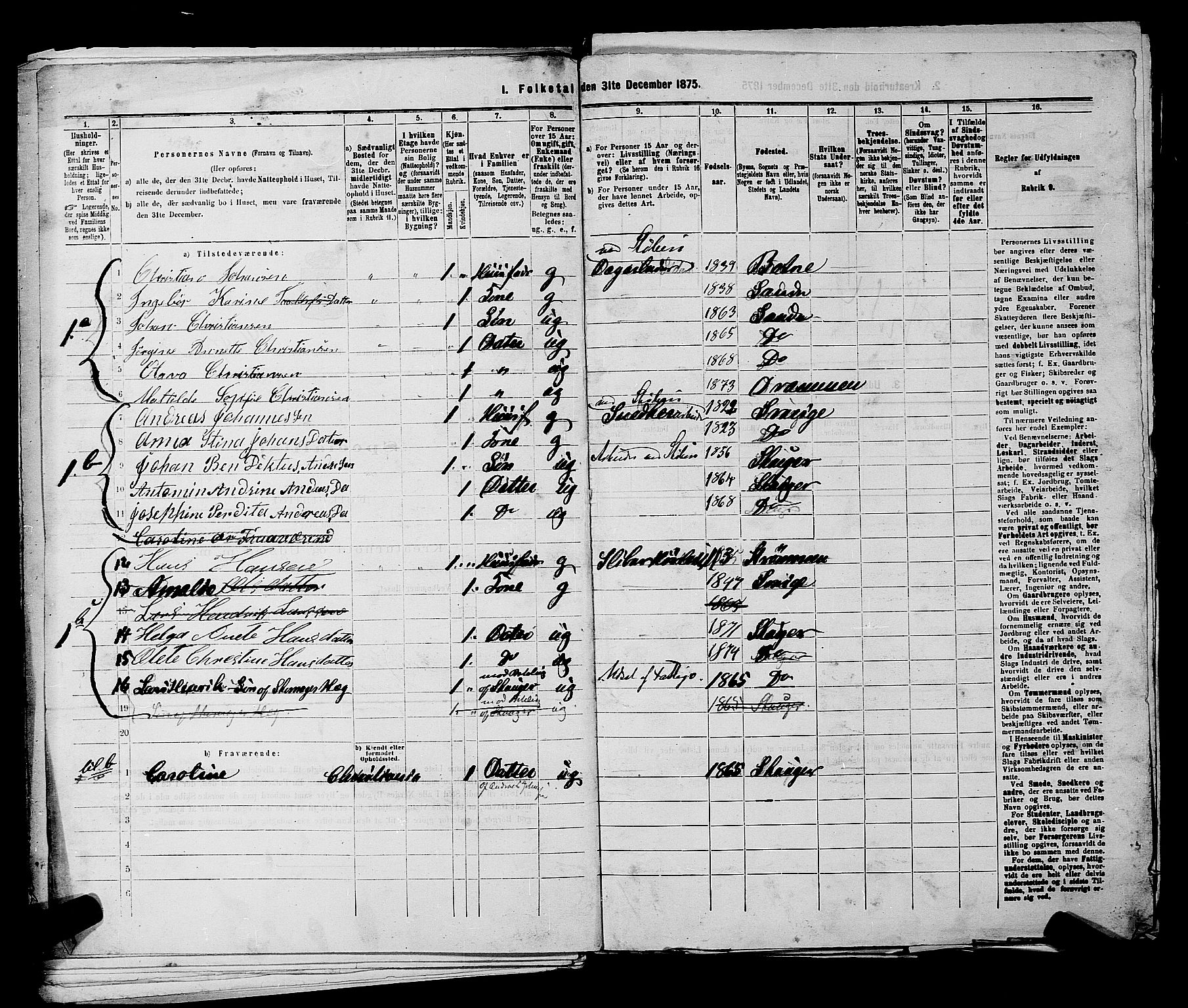 SAKO, 1875 census for 0602 Drammen, 1875, p. 3783