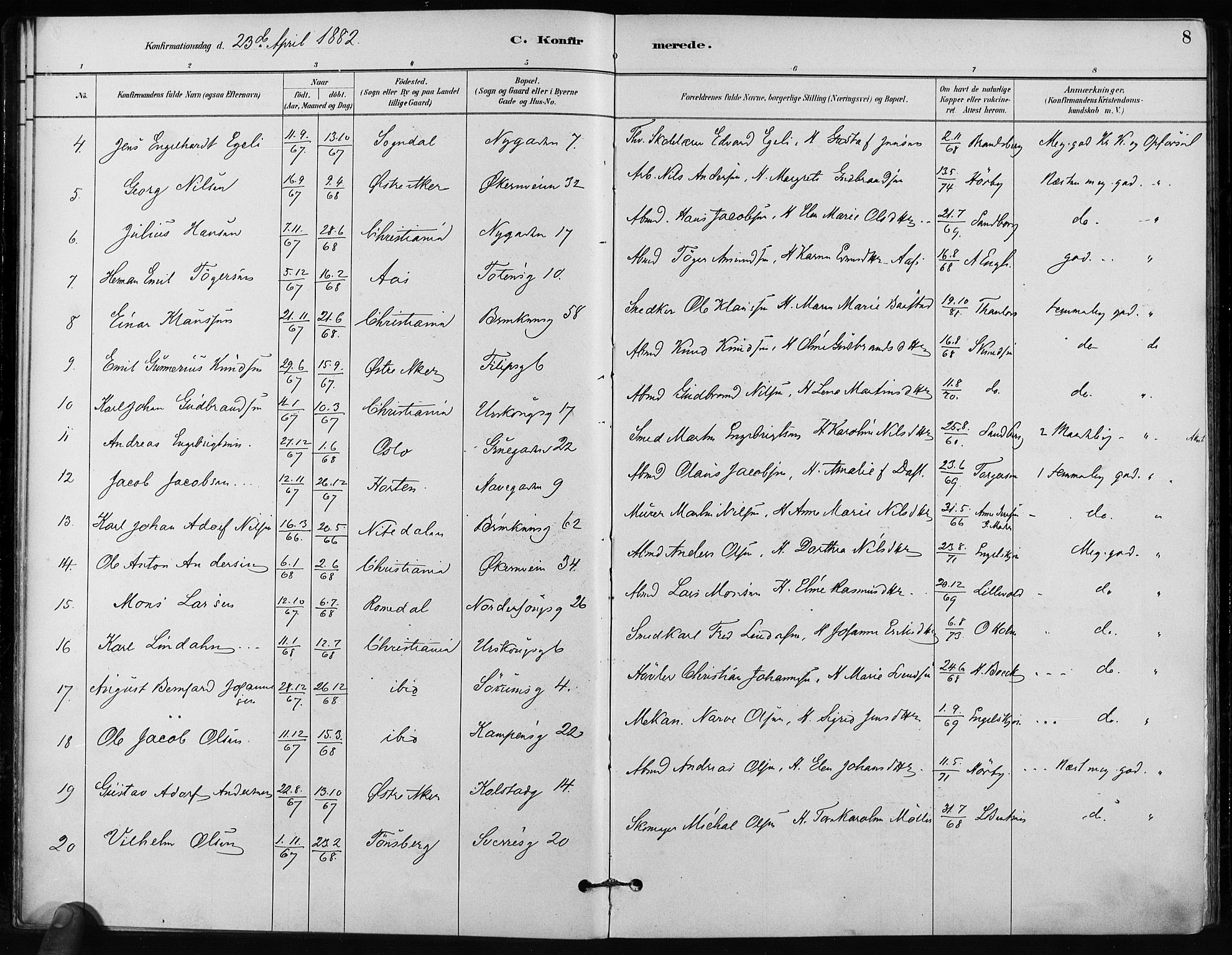 Kampen prestekontor Kirkebøker, AV/SAO-A-10853/F/Fa/L0002: Parish register (official) no. I 2, 1880-1888, p. 8