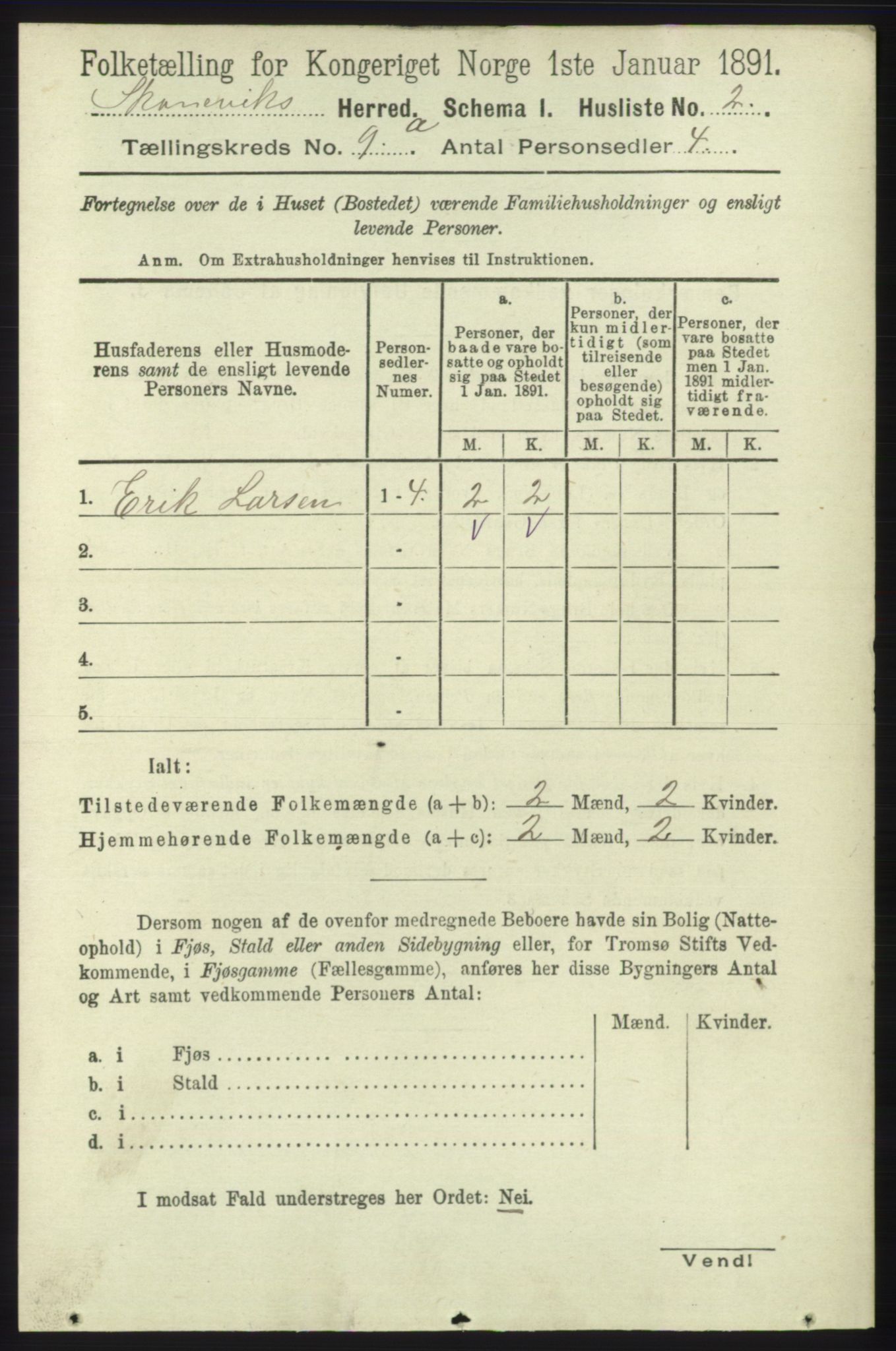 RA, 1891 census for 1212 Skånevik, 1891, p. 2491