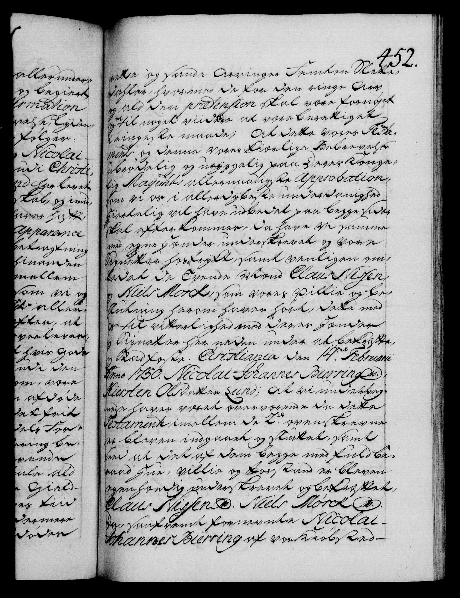 Danske Kanselli 1572-1799, RA/EA-3023/F/Fc/Fca/Fcaa/L0036: Norske registre, 1749-1750, p. 452a
