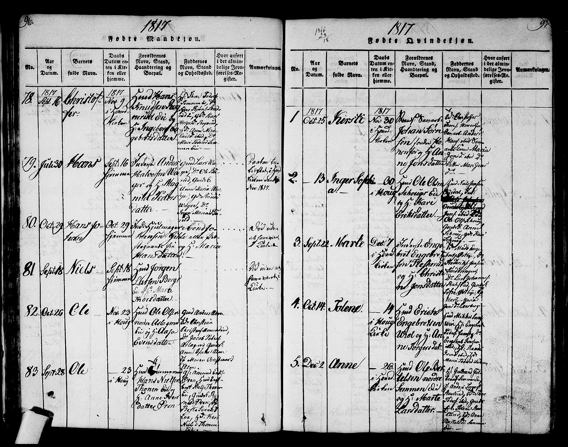 Norderhov kirkebøker, AV/SAKO-A-237/G/Ga/L0002: Parish register (copy) no. I 2, 1814-1867, p. 96-97