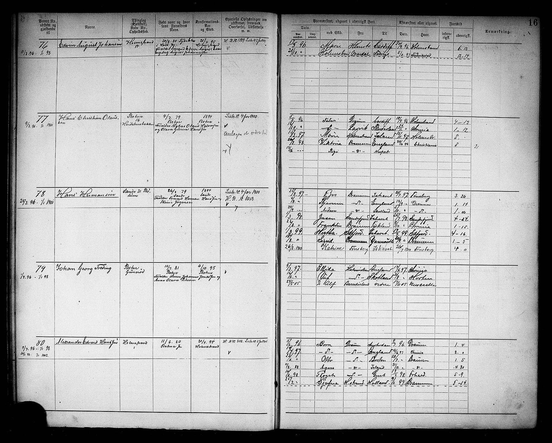 Holmestrand innrulleringskontor, AV/SAKO-A-1151/F/Fb/L0002: Annotasjonsrulle, 1894-1911, p. 19