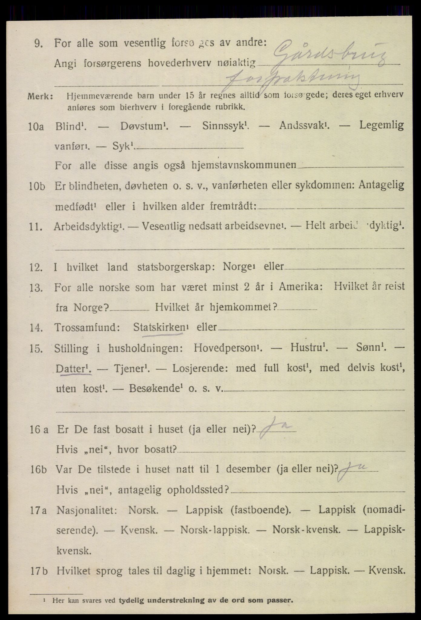 SAT, 1920 census for Grong, 1920, p. 3546