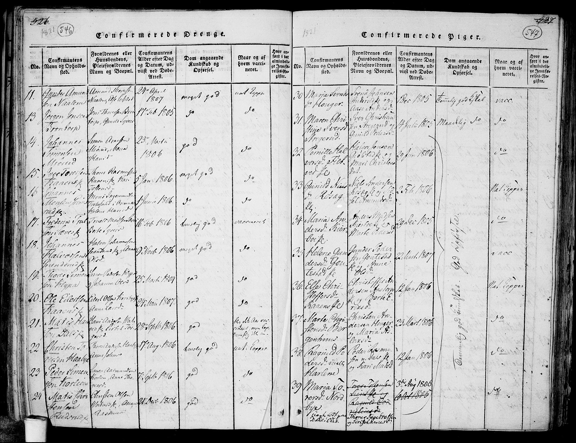 Rakkestad prestekontor Kirkebøker, AV/SAO-A-2008/F/Fa/L0006: Parish register (official) no. I 6, 1814-1824, p. 546-547