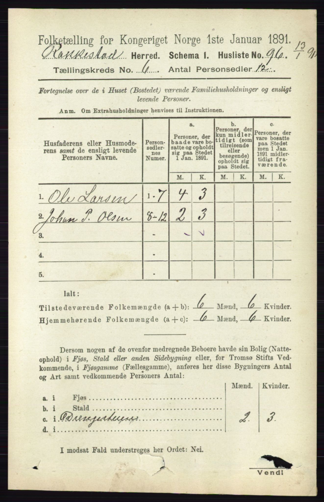 RA, 1891 census for 0128 Rakkestad, 1891, p. 2484