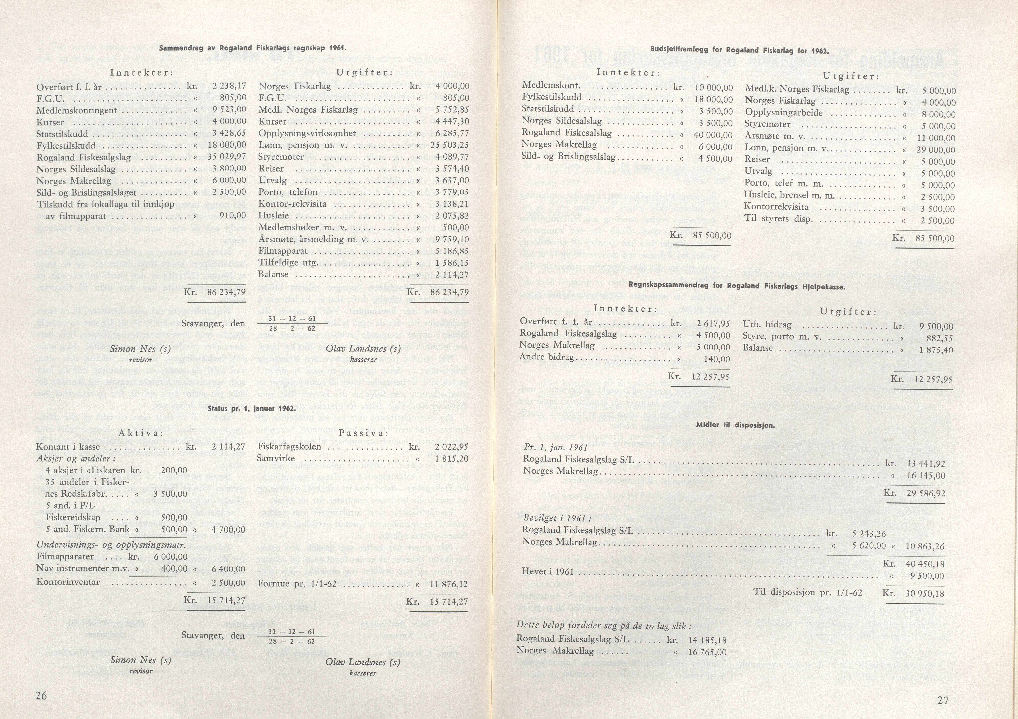 Rogaland fylkeskommune - Fylkesrådmannen , IKAR/A-900/A/Aa/Aaa/L0082: Møtebok , 1962, p. 26-27