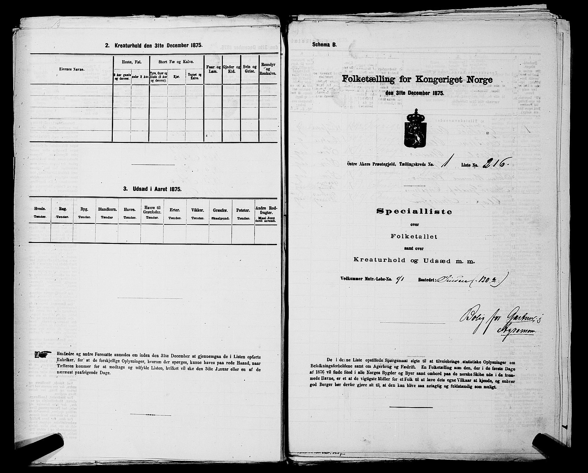 RA, 1875 census for 0218bP Østre Aker, 1875, p. 221