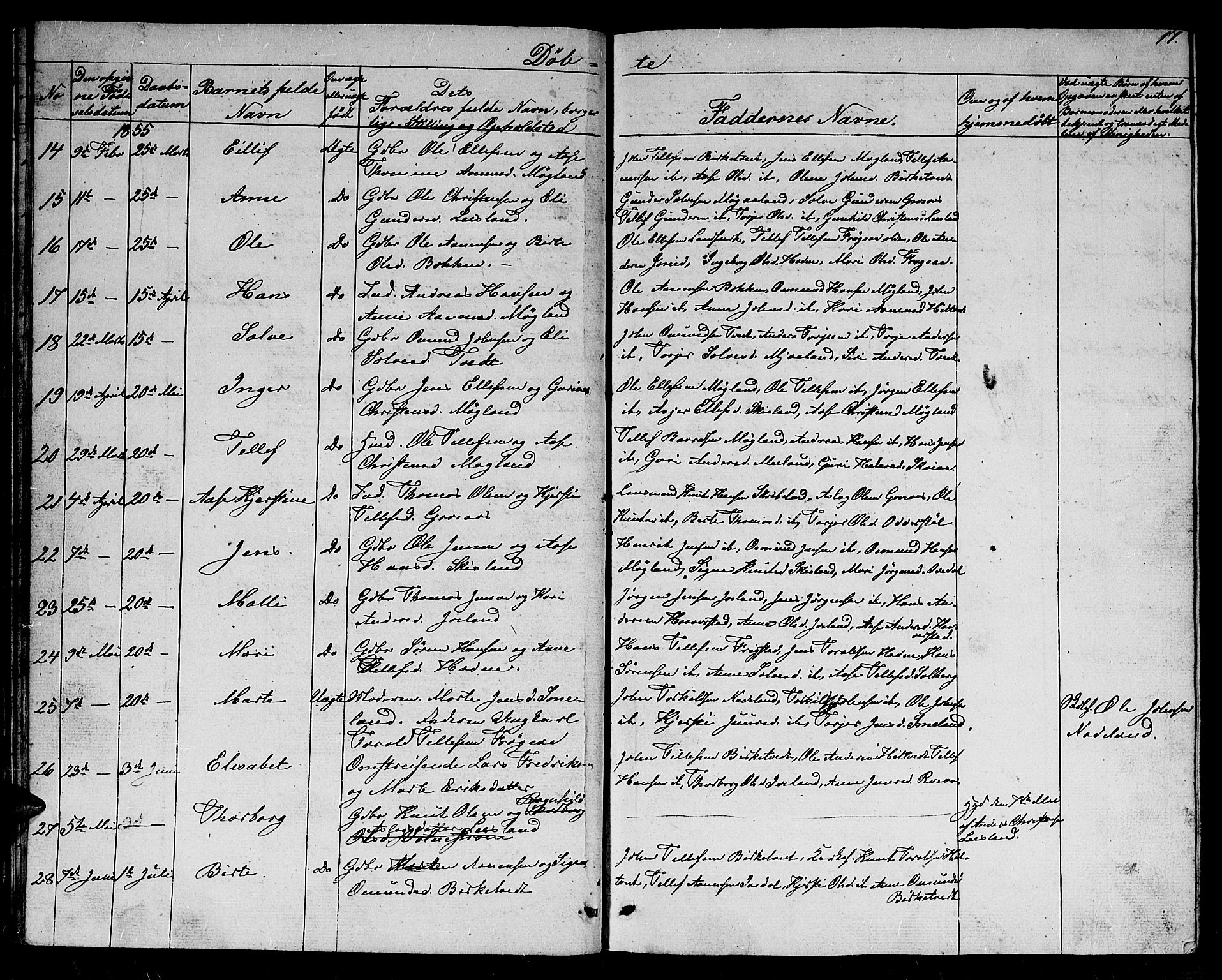 Evje sokneprestkontor, SAK/1111-0008/F/Fb/Fbc/L0002: Parish register (copy) no. B 2, 1849-1876, p. 17