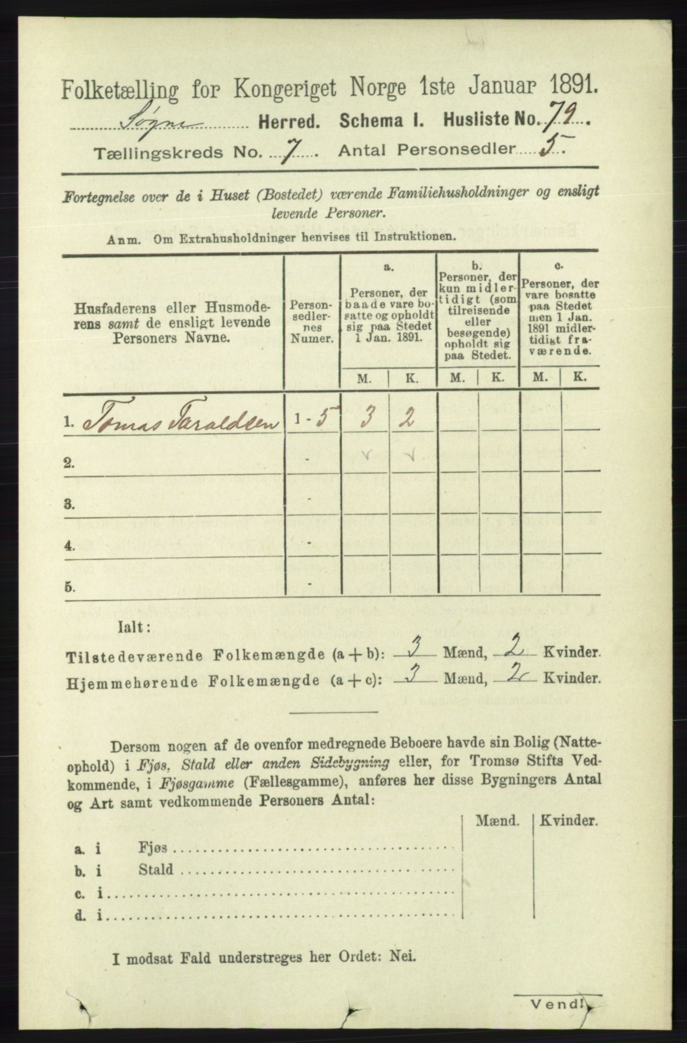 RA, 1891 census for 1018 Søgne, 1891, p. 1502