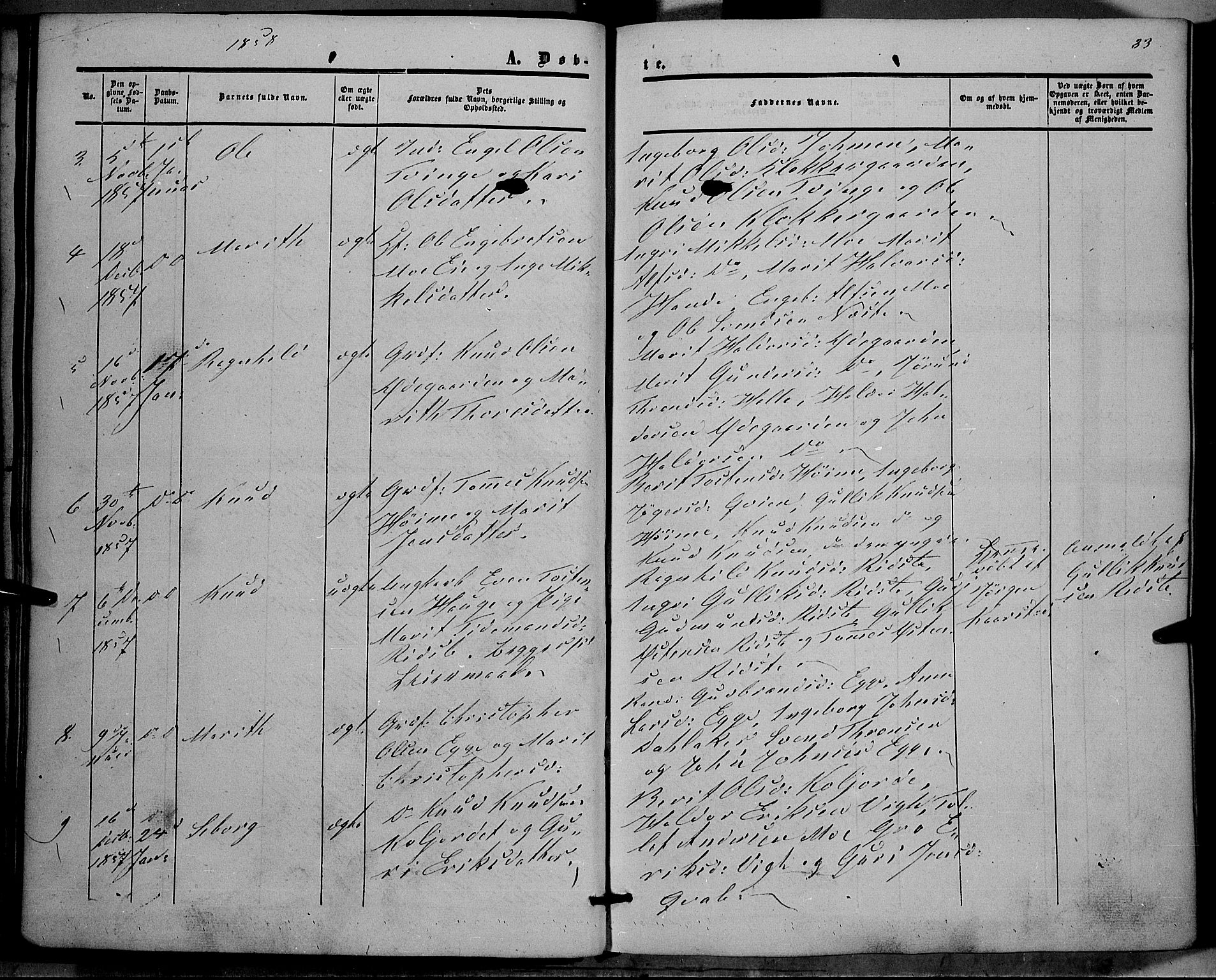 Vestre Slidre prestekontor, SAH/PREST-136/H/Ha/Haa/L0002: Parish register (official) no. 2, 1856-1864, p. 33