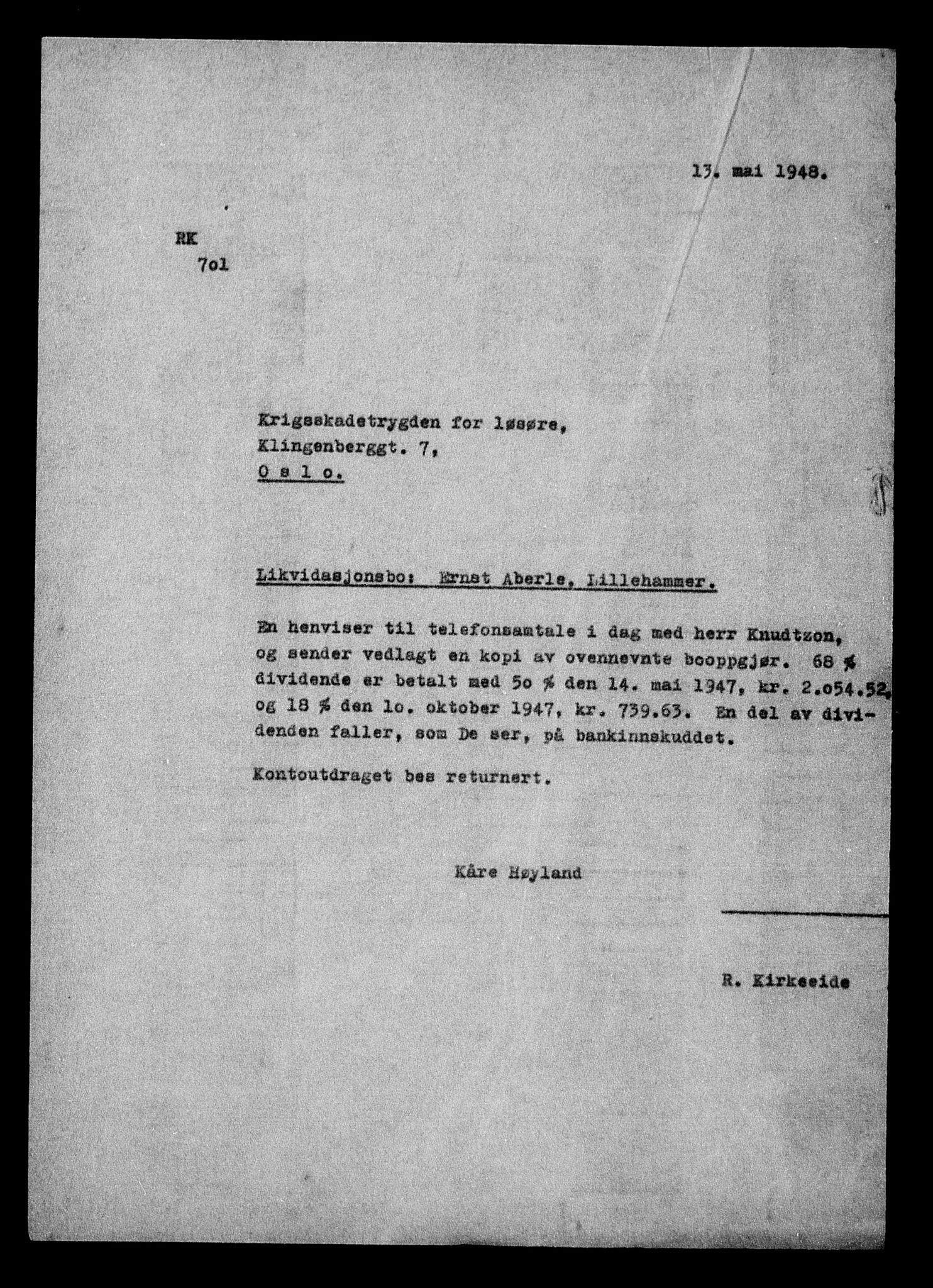 Justisdepartementet, Tilbakeføringskontoret for inndratte formuer, AV/RA-S-1564/H/Hc/Hcd/L0989: --, 1945-1947, p. 5