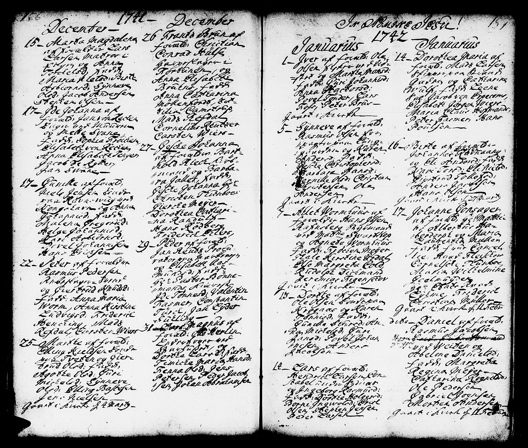 Domkirken sokneprestembete, SAB/A-74801/H/Haa/L0002: Parish register (official) no. A 2, 1733-1750, p. 156-157