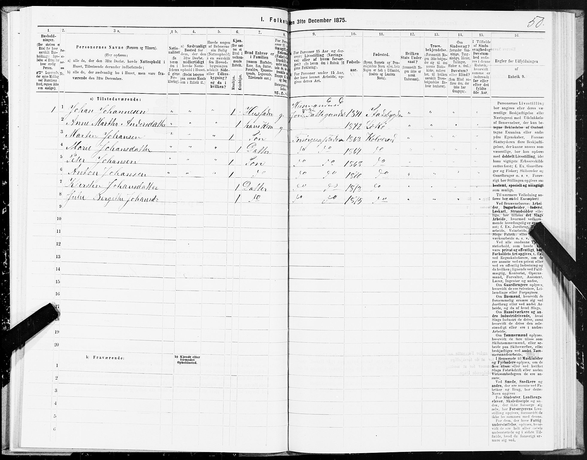 SAT, 1875 census for 1752P Kolvereid, 1875, p. 1050