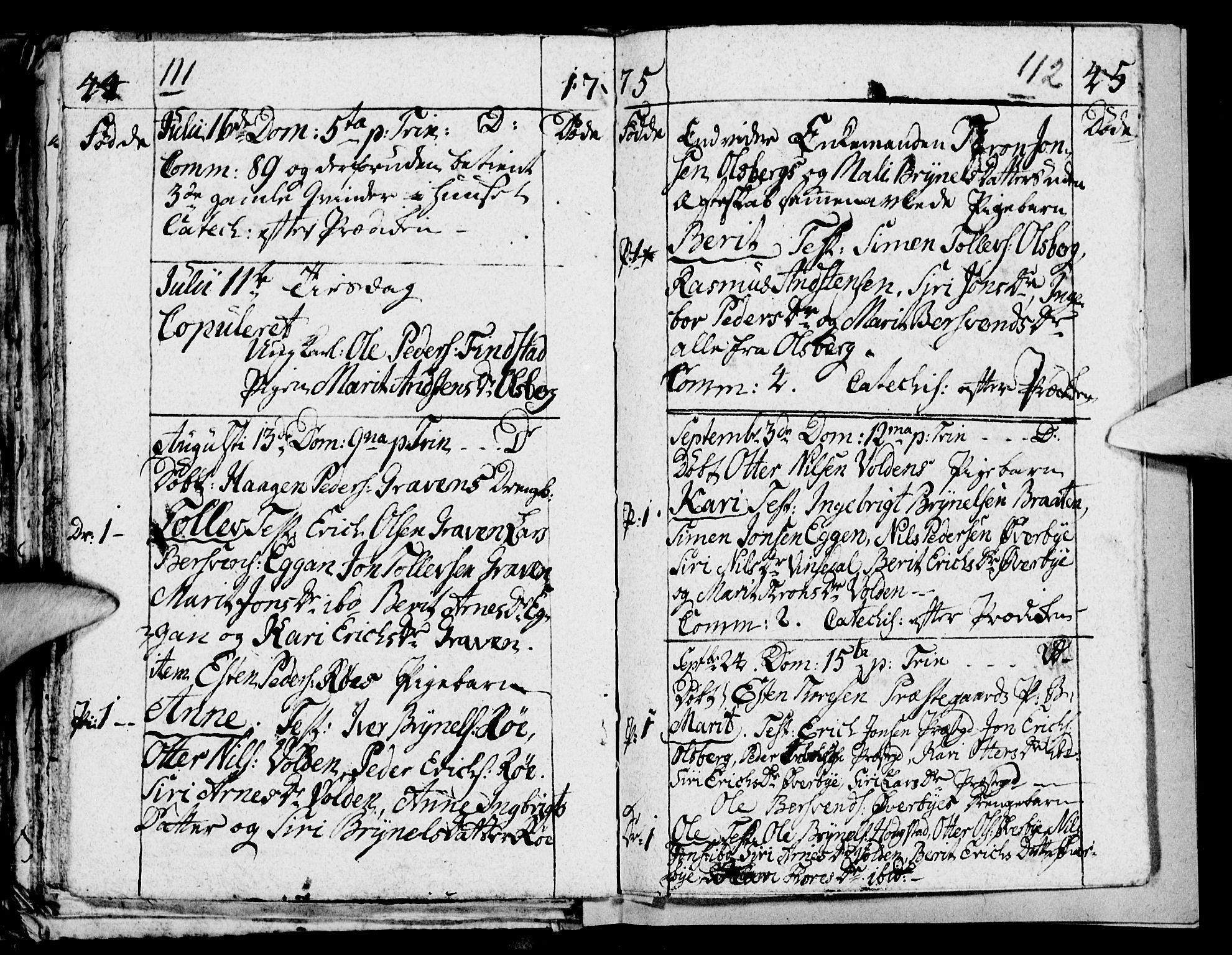 Tynset prestekontor, SAH/PREST-058/H/Ha/Haa/L0005: Parish register (official) no. 5, 1761-1776, p. 111-112