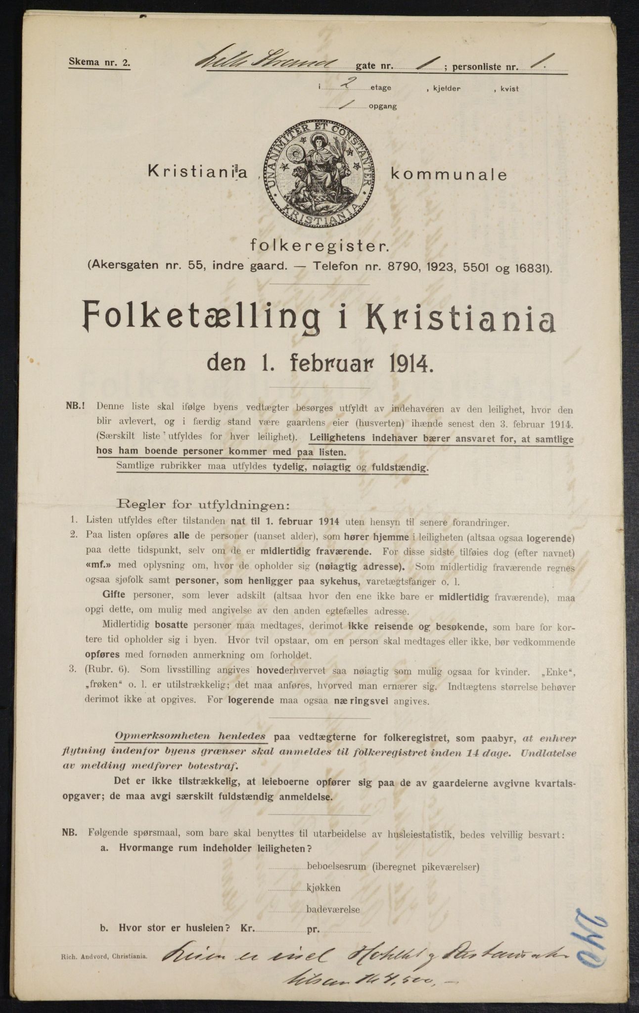 OBA, Municipal Census 1914 for Kristiania, 1914, p. 57491