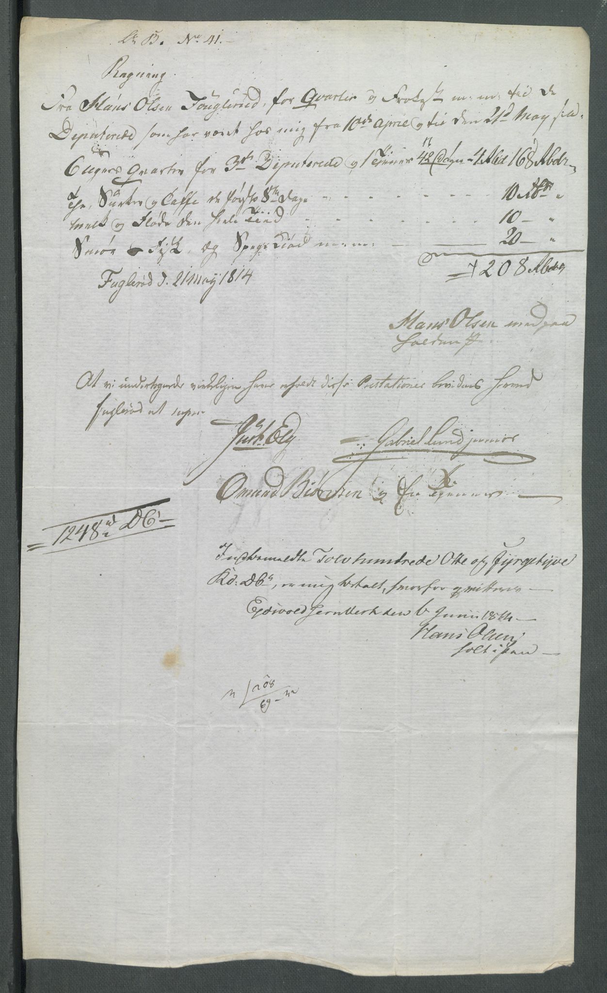 5. departement for finans-, handels- og tollfaget, AV/RA-S-3893/C/Cb/L0014: Regninger fra Riksforsamlingens deputerede, 1814, p. 32