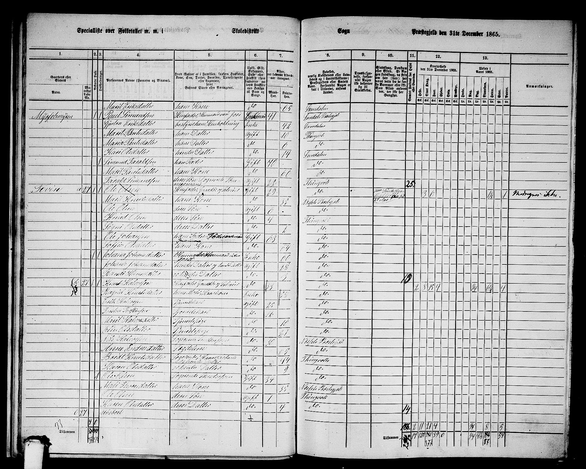 RA, 1865 census for Tingvoll, 1865, p. 20