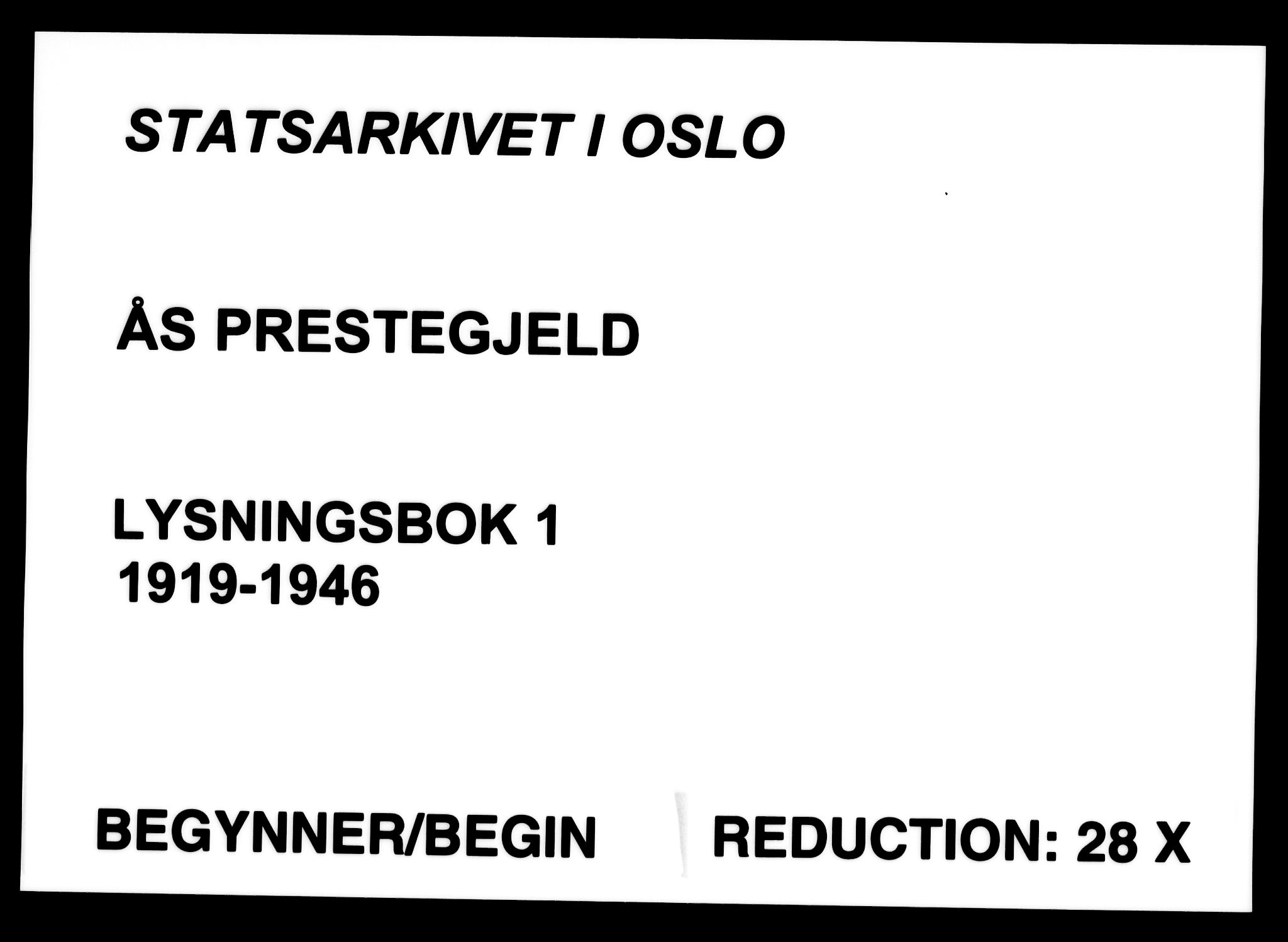 Ås prestekontor Kirkebøker, AV/SAO-A-10894/H/Ha/L0001: Banns register no. 1, 1919-1946