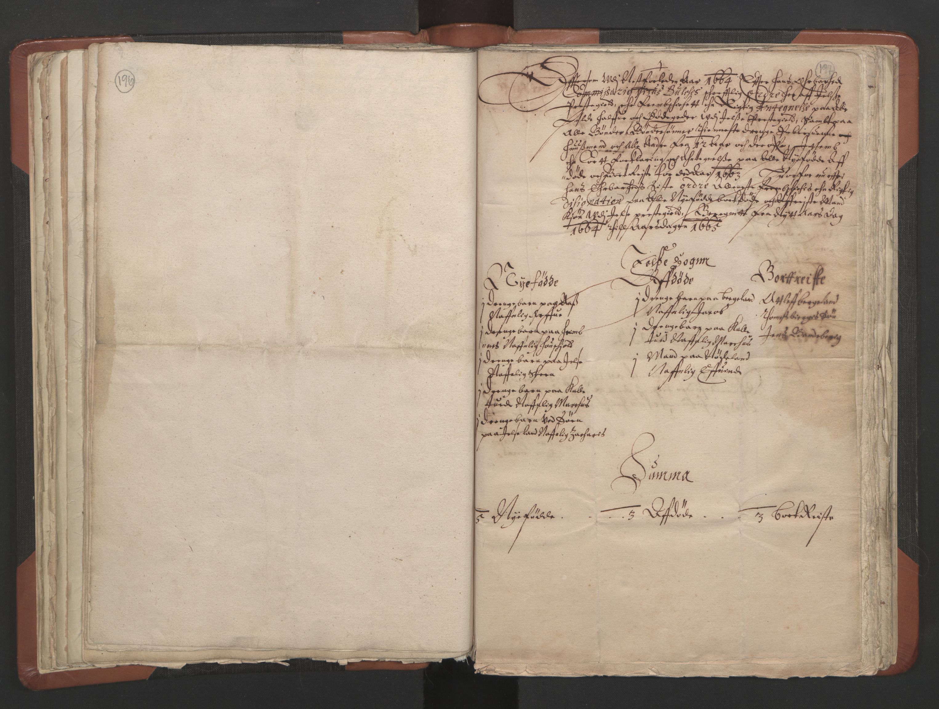 RA, Vicar's Census 1664-1666, no. 19: Ryfylke deanery, 1664-1666, p. 196-197