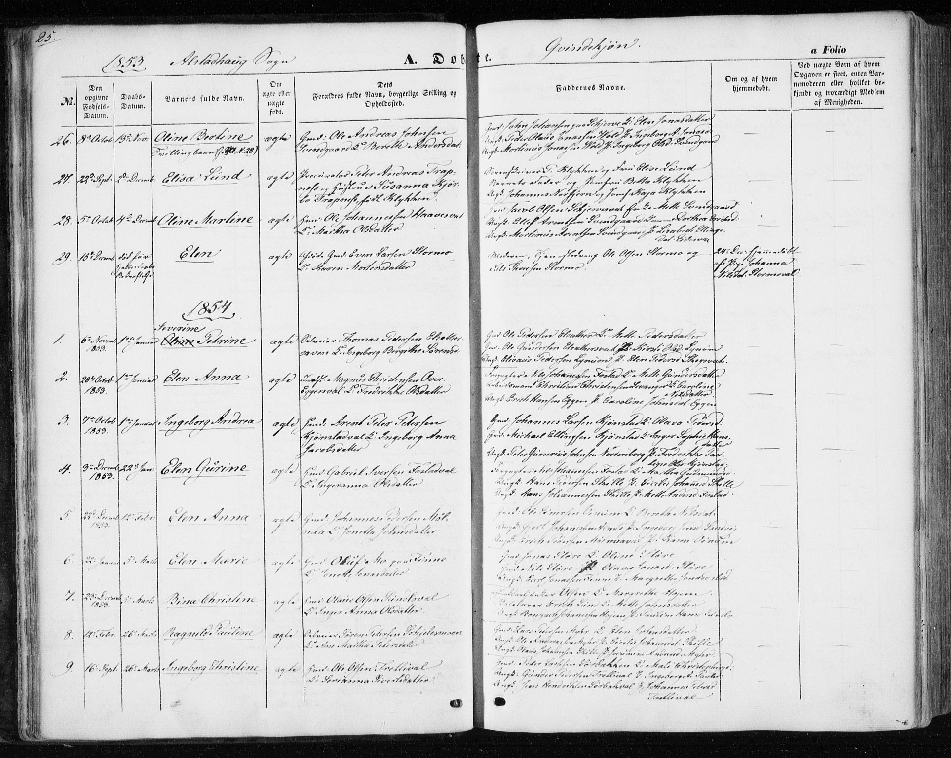 Ministerialprotokoller, klokkerbøker og fødselsregistre - Nord-Trøndelag, SAT/A-1458/717/L0154: Parish register (official) no. 717A07 /1, 1850-1862, p. 25
