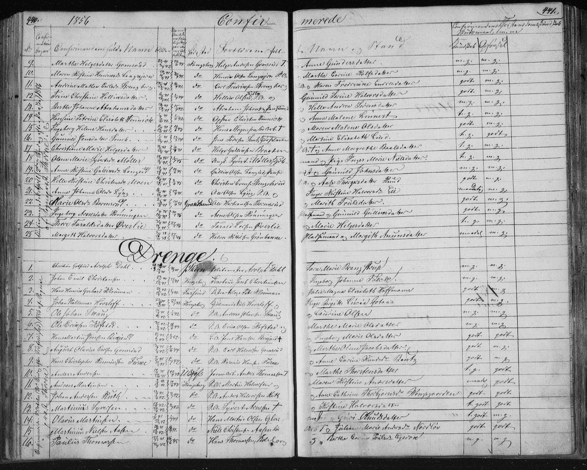 Kongsberg kirkebøker, SAKO/A-22/F/Fa/L0009: Parish register (official) no. I 9, 1839-1858, p. 440-441