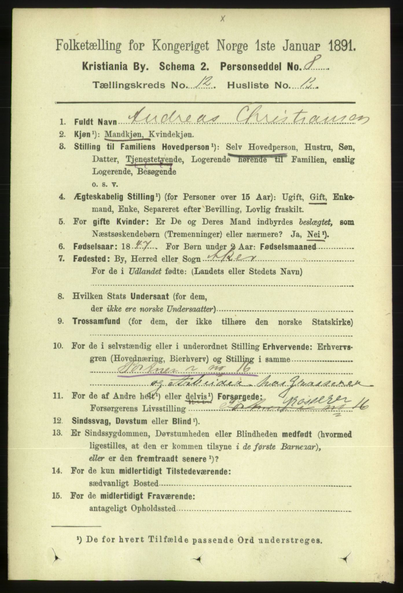 RA, 1891 census for 0301 Kristiania, 1891, p. 5709
