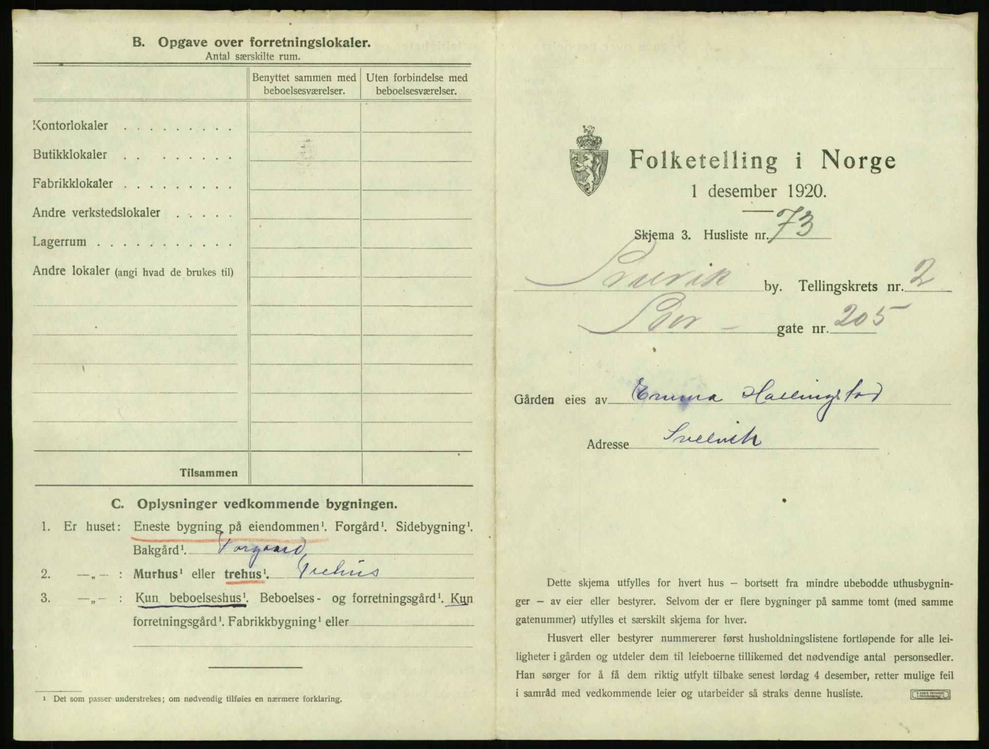 SAKO, 1920 census for Svelvik, 1920, p. 421