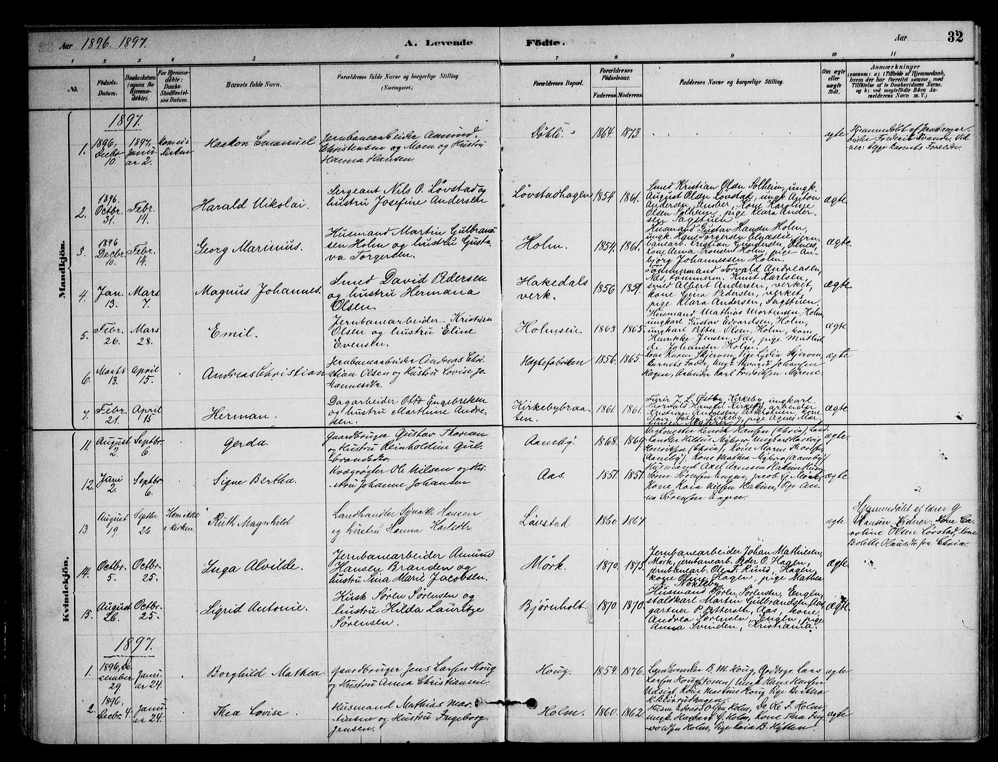 Nittedal prestekontor Kirkebøker, SAO/A-10365a/F/Fb/L0001: Parish register (official) no. II 1, 1879-1901, p. 32
