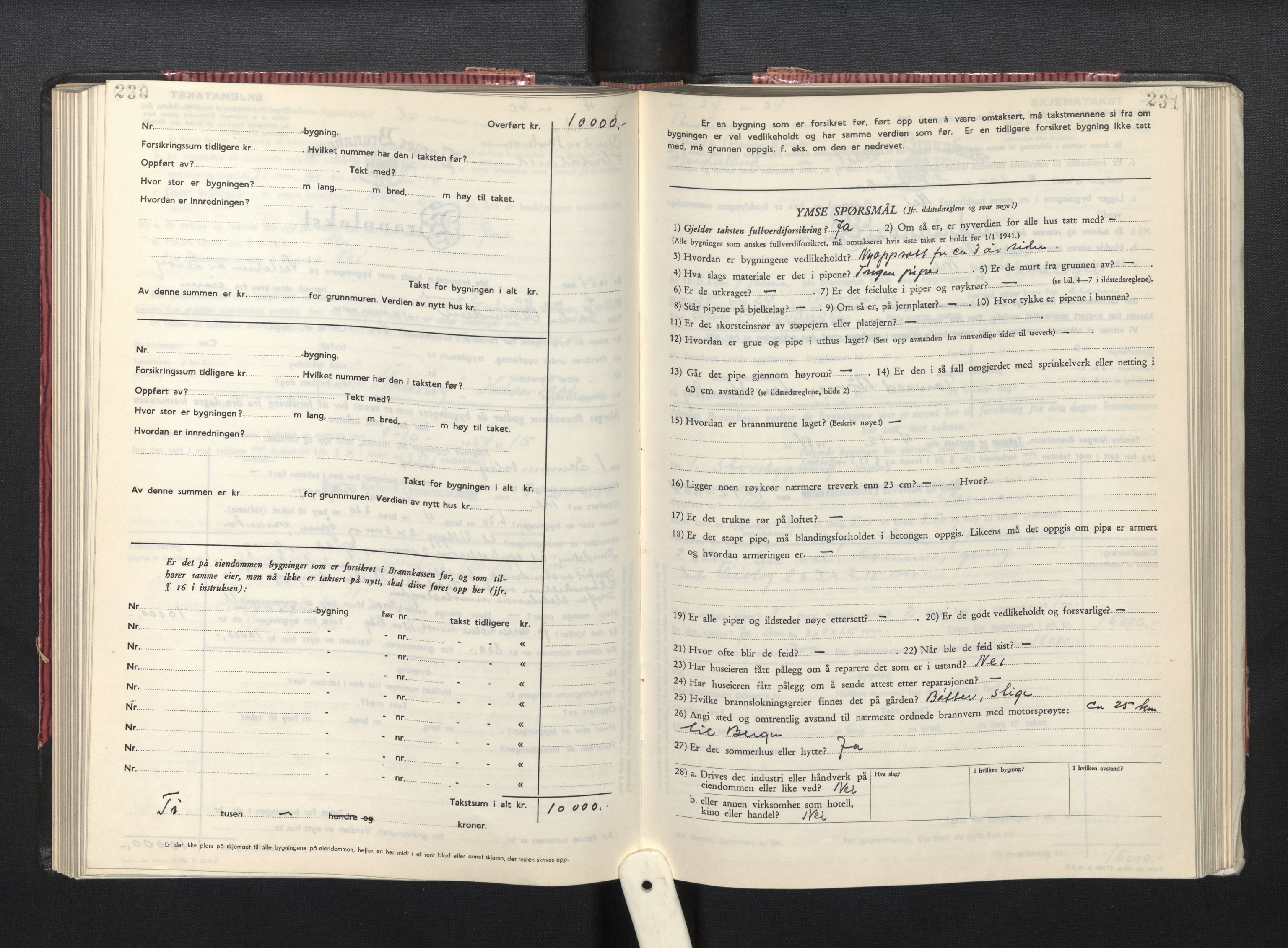 Lensmannen i Sund og Austevoll, AV/SAB-A-35201/0012/L0005: Branntakstprotokoll, skjematakst, 1949-1955, p. 230-231