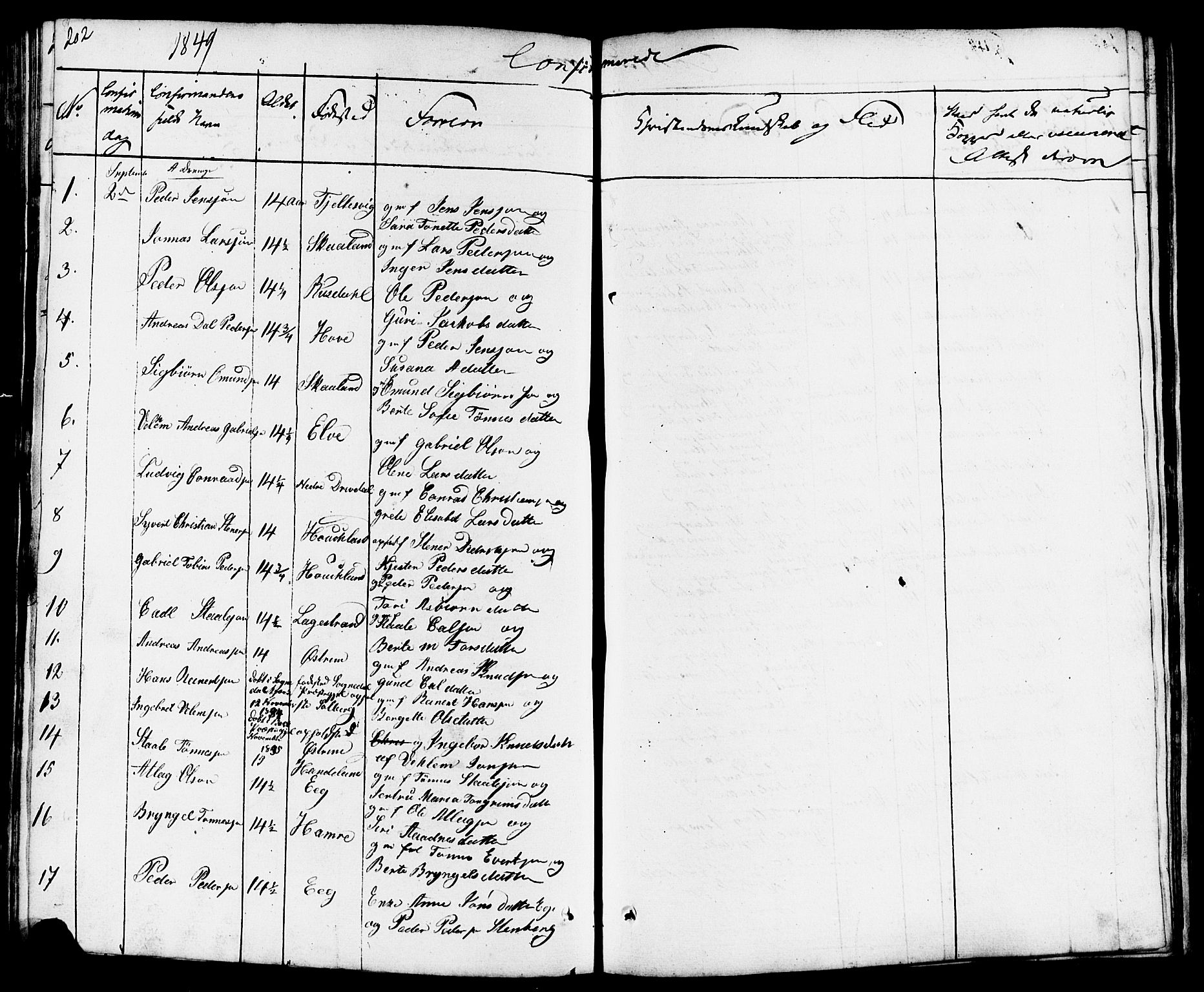 Lund sokneprestkontor, AV/SAST-A-101809/S07/L0003: Parish register (copy) no. B 3, 1848-1885, p. 202