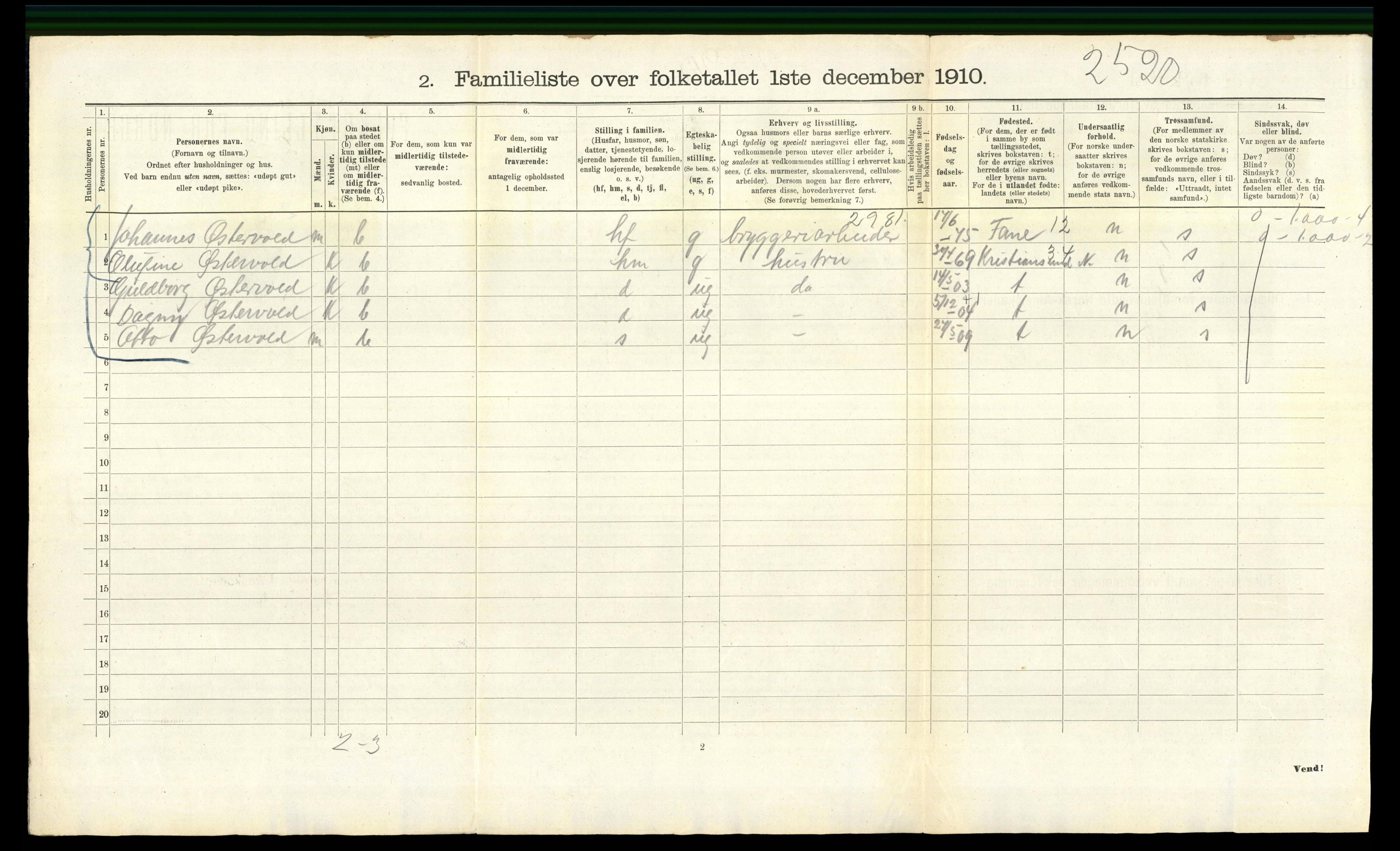 RA, 1910 census for Bergen, 1910, p. 25662