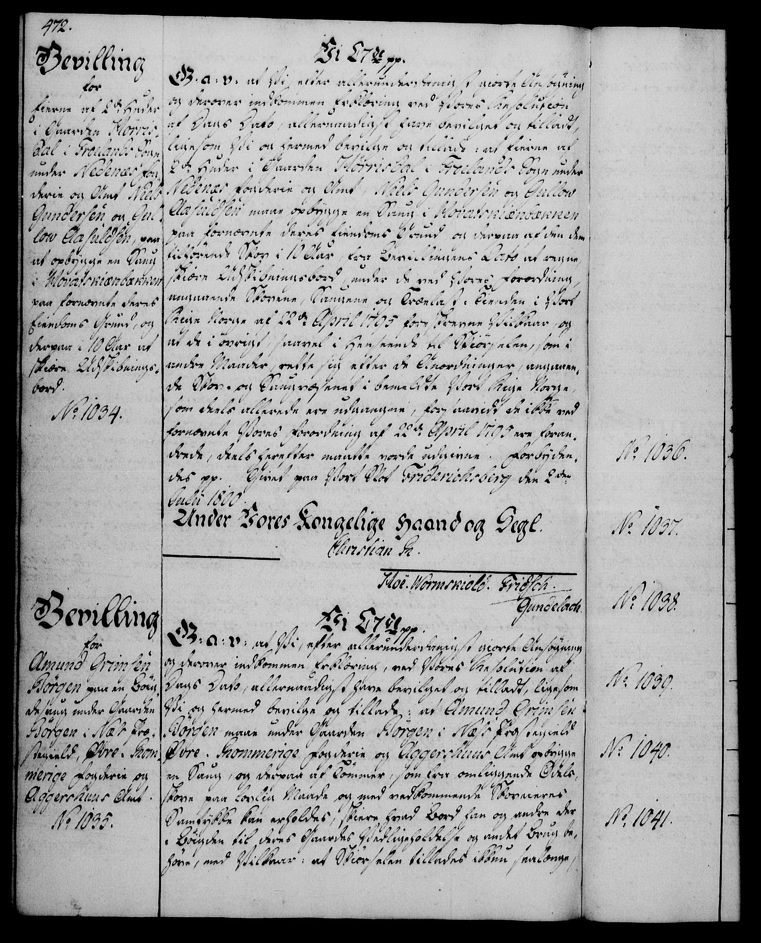 Rentekammeret, Kammerkanselliet, RA/EA-3111/G/Gg/Gga/L0016: Norsk ekspedisjonsprotokoll med register (merket RK 53.16), 1794-1800, p. 472