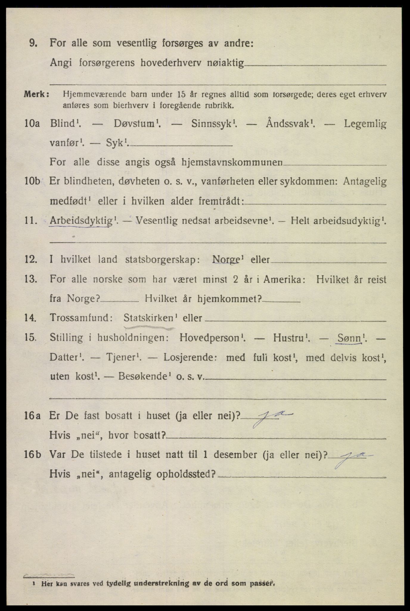 SAK, 1920 census for Grindheim, 1920, p. 424