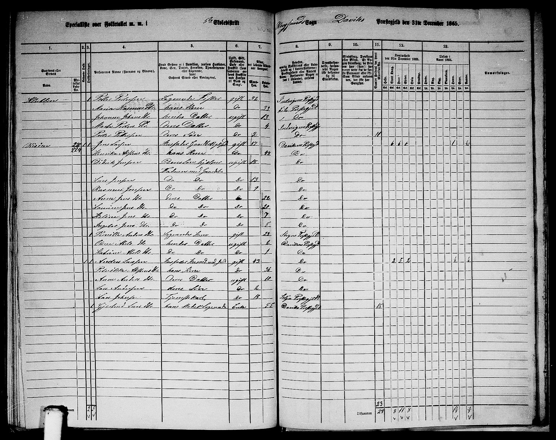 RA, 1865 census for Davik, 1865, p. 112