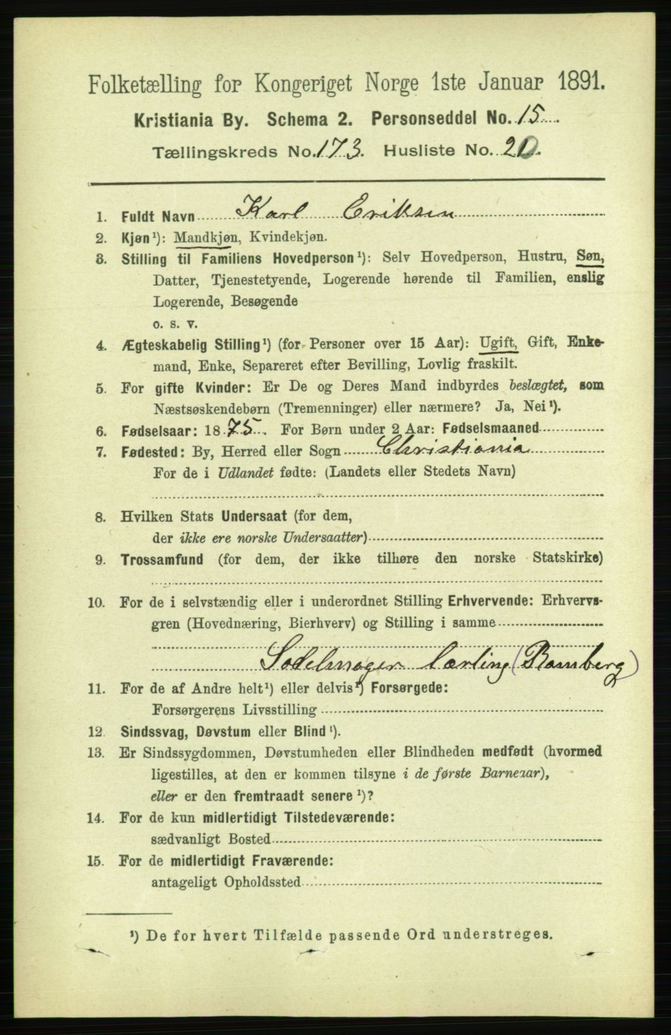 RA, 1891 census for 0301 Kristiania, 1891, p. 103768
