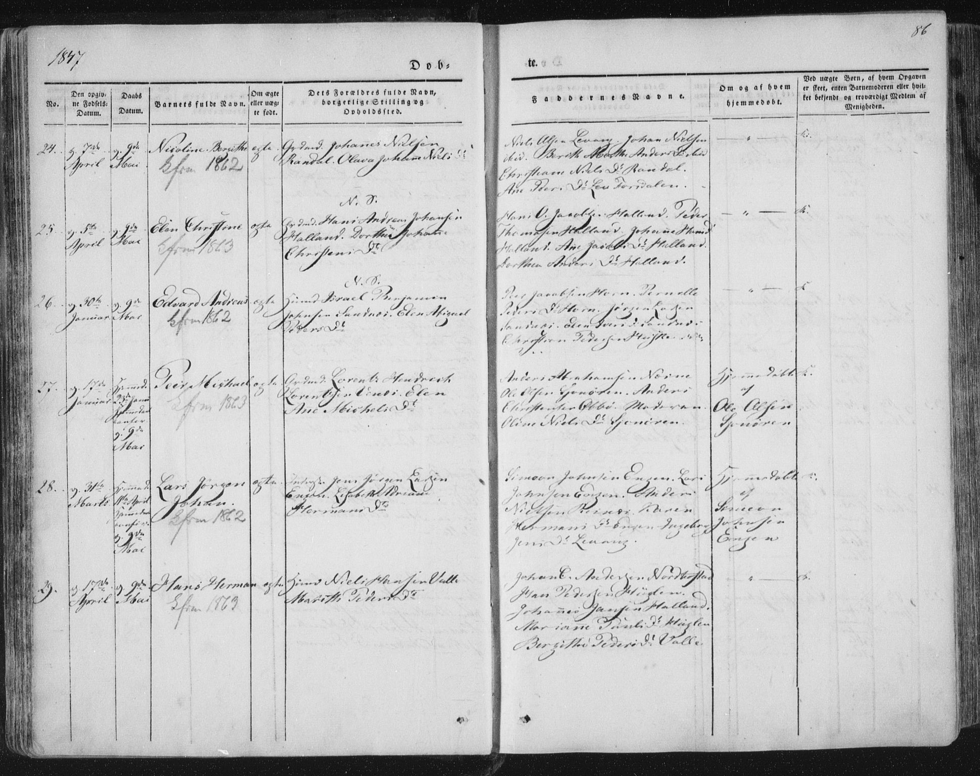 Ministerialprotokoller, klokkerbøker og fødselsregistre - Nordland, AV/SAT-A-1459/838/L0549: Parish register (official) no. 838A07, 1840-1854, p. 86