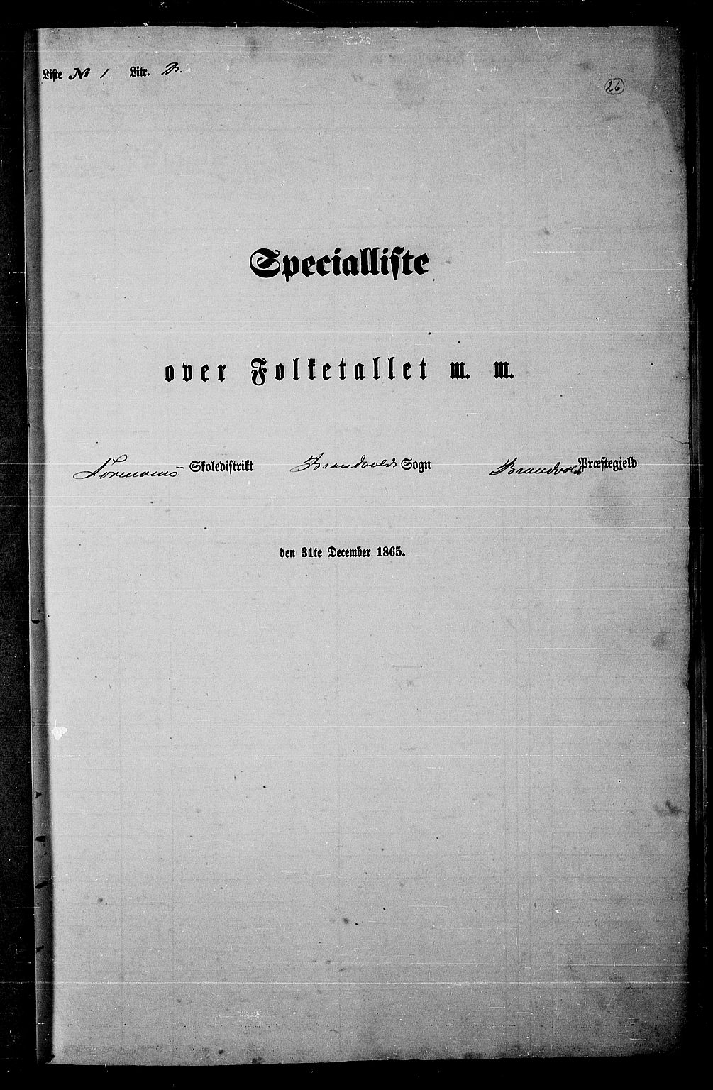 RA, 1865 census for Brandval, 1865, p. 25