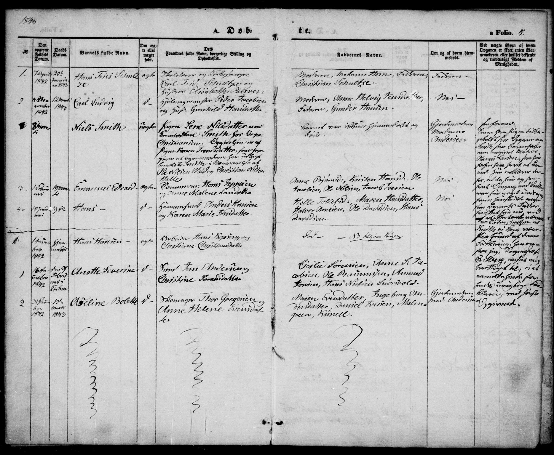 Larvik kirkebøker, SAKO/A-352/F/Fb/L0003: Parish register (official) no. II 3, 1842-1856, p. 5