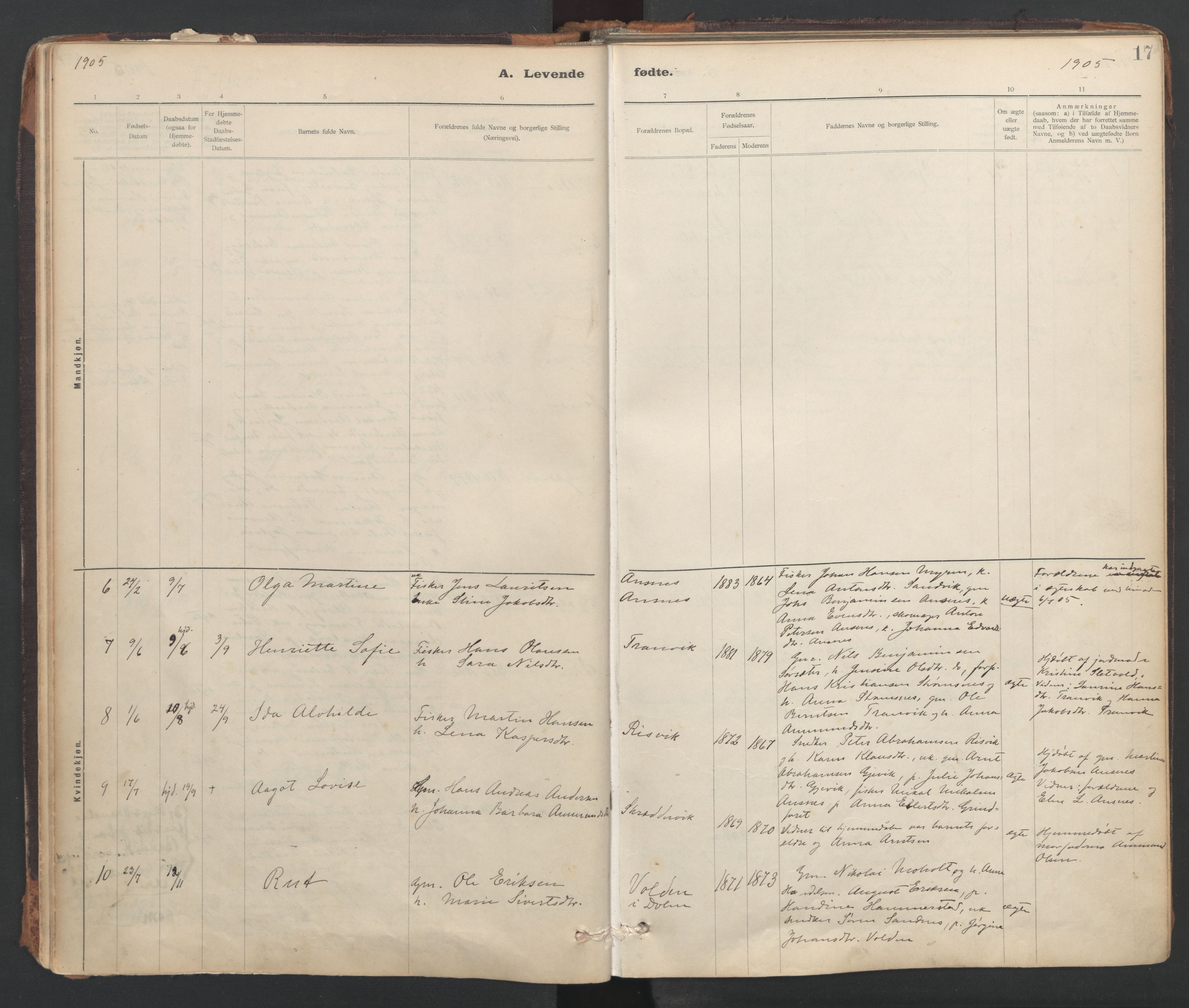 Ministerialprotokoller, klokkerbøker og fødselsregistre - Sør-Trøndelag, SAT/A-1456/637/L0559: Parish register (official) no. 637A02, 1899-1923, p. 17
