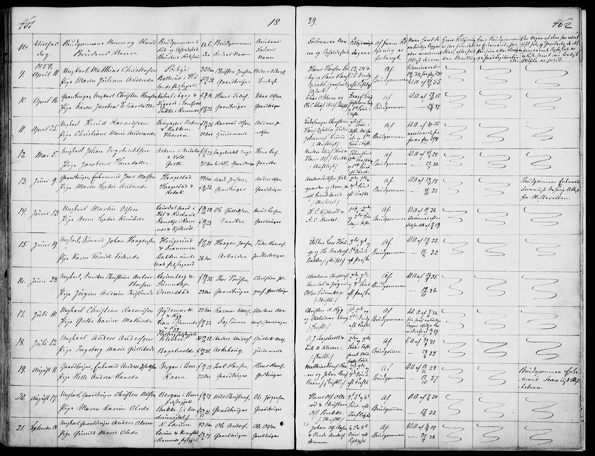 Våle kirkebøker, AV/SAKO-A-334/F/Fa/L0009a: Parish register (official) no. I 9A, 1839-1860, p. 461-462