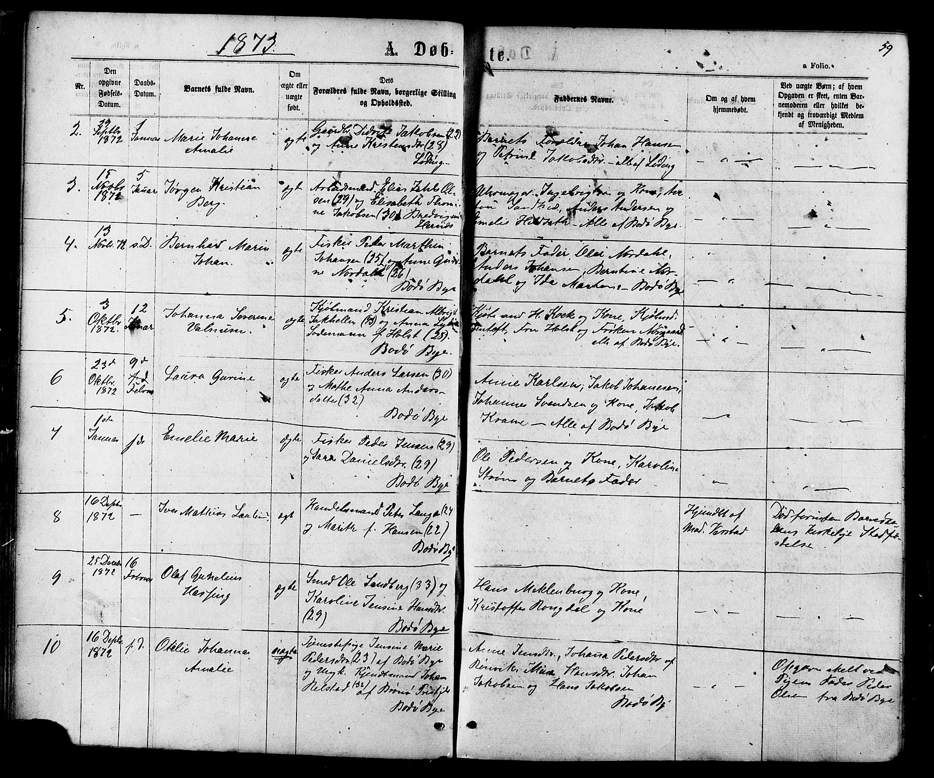 Ministerialprotokoller, klokkerbøker og fødselsregistre - Nordland, AV/SAT-A-1459/801/L0029: Parish register (copy) no. 801C04, 1868-1878, p. 59