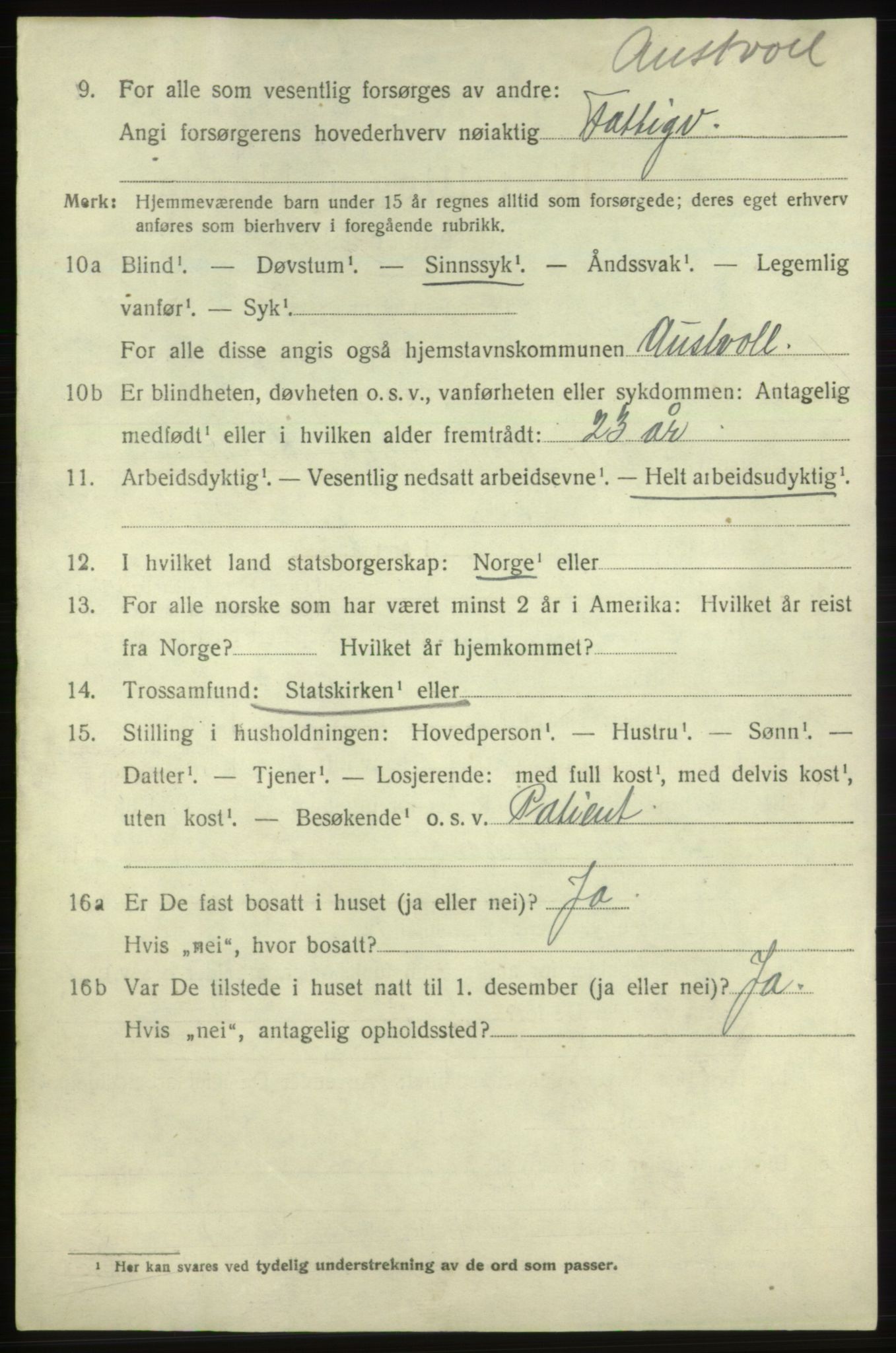 SAB, 1920 census for Fjelberg, 1920, p. 4410