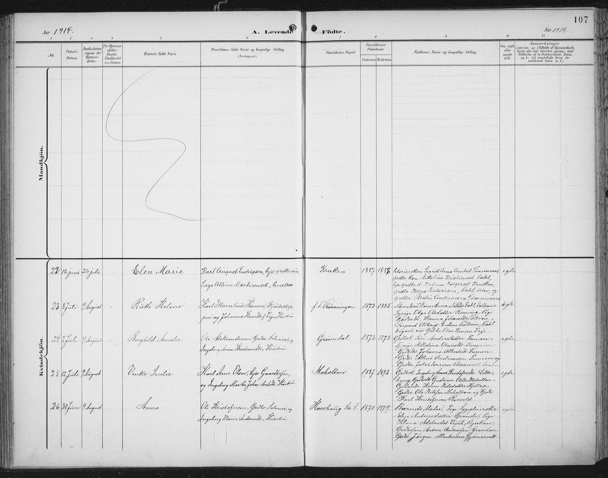Ministerialprotokoller, klokkerbøker og fødselsregistre - Nord-Trøndelag, SAT/A-1458/701/L0011: Parish register (official) no. 701A11, 1899-1915, p. 107