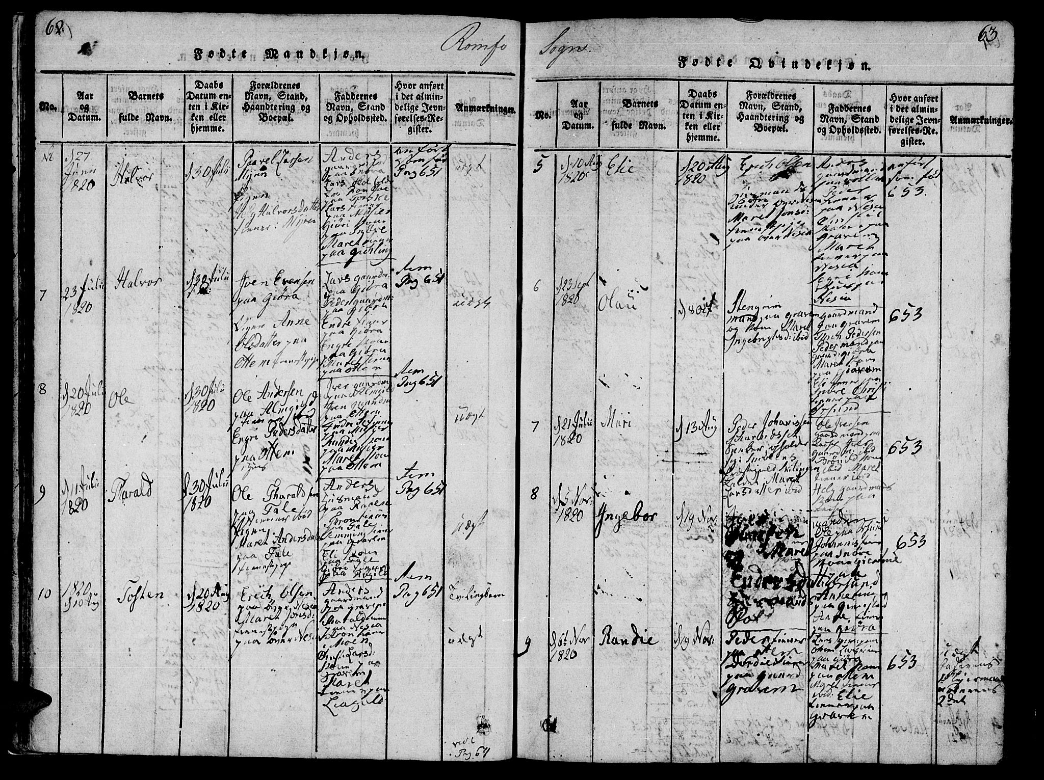 Ministerialprotokoller, klokkerbøker og fødselsregistre - Møre og Romsdal, AV/SAT-A-1454/590/L1010: Parish register (official) no. 590A03 /2, 1820-1832, p. 62-63