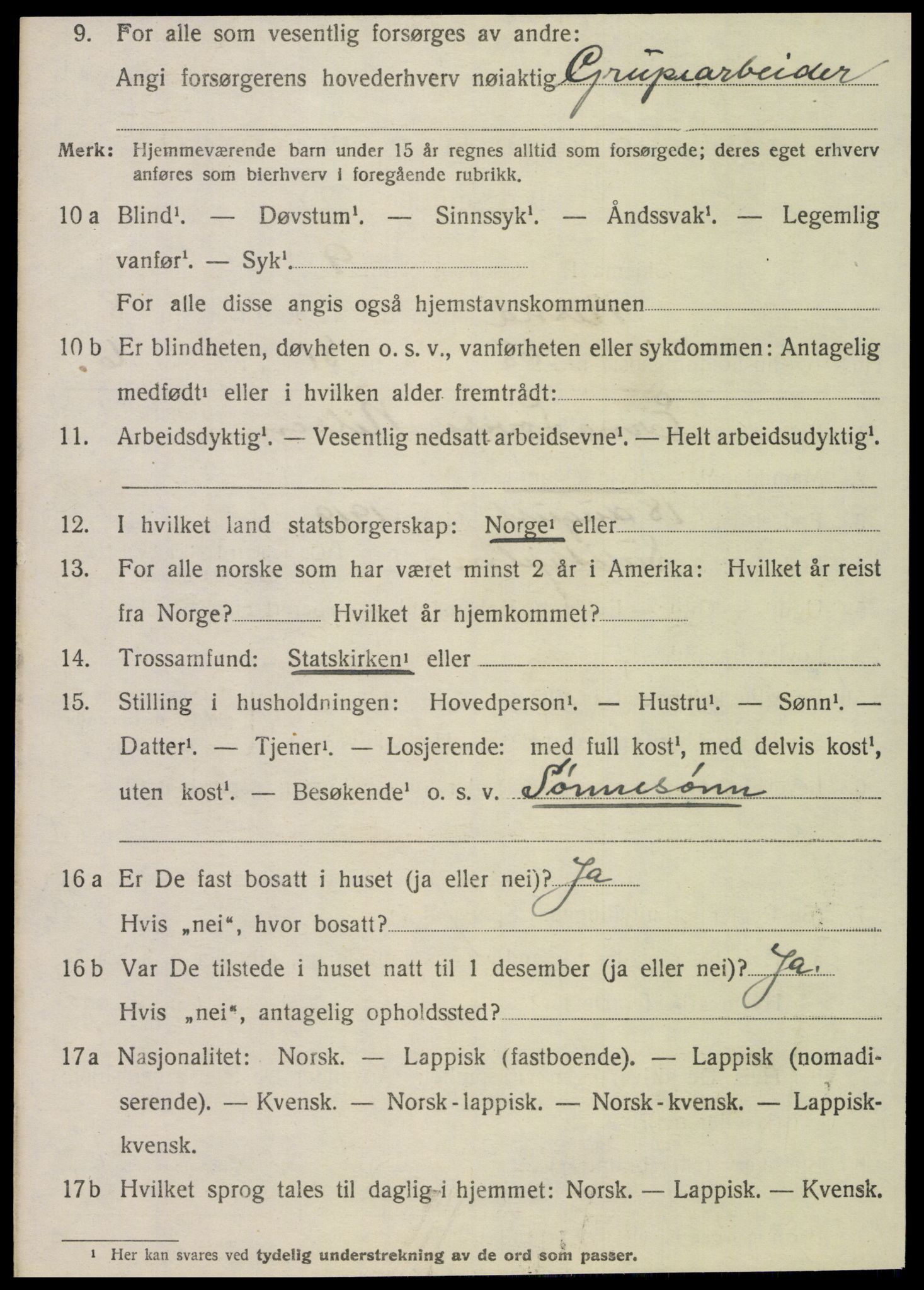 SAT, 1920 census for Nesna, 1920, p. 7322