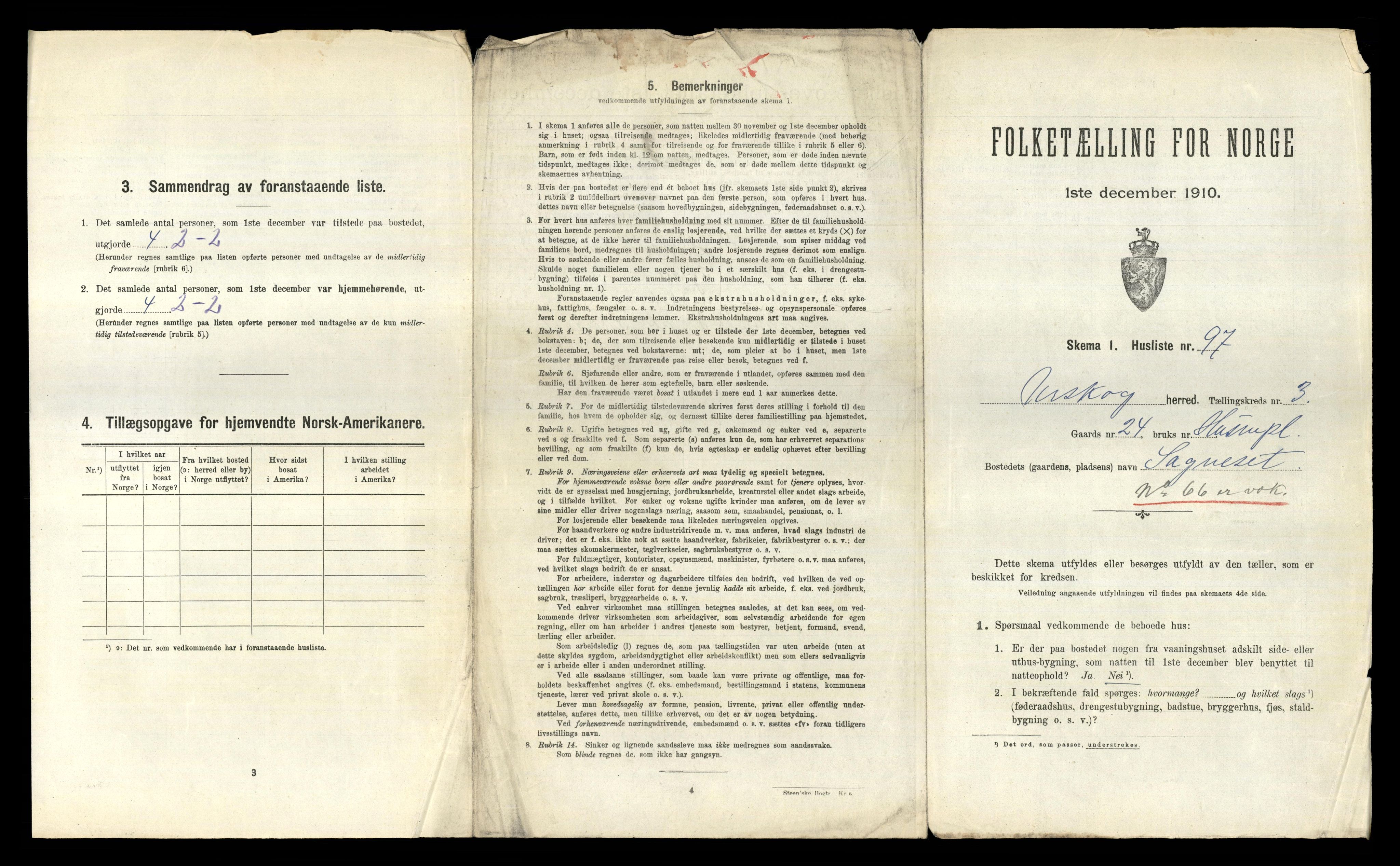 RA, 1910 census for Aurskog, 1910, p. 601