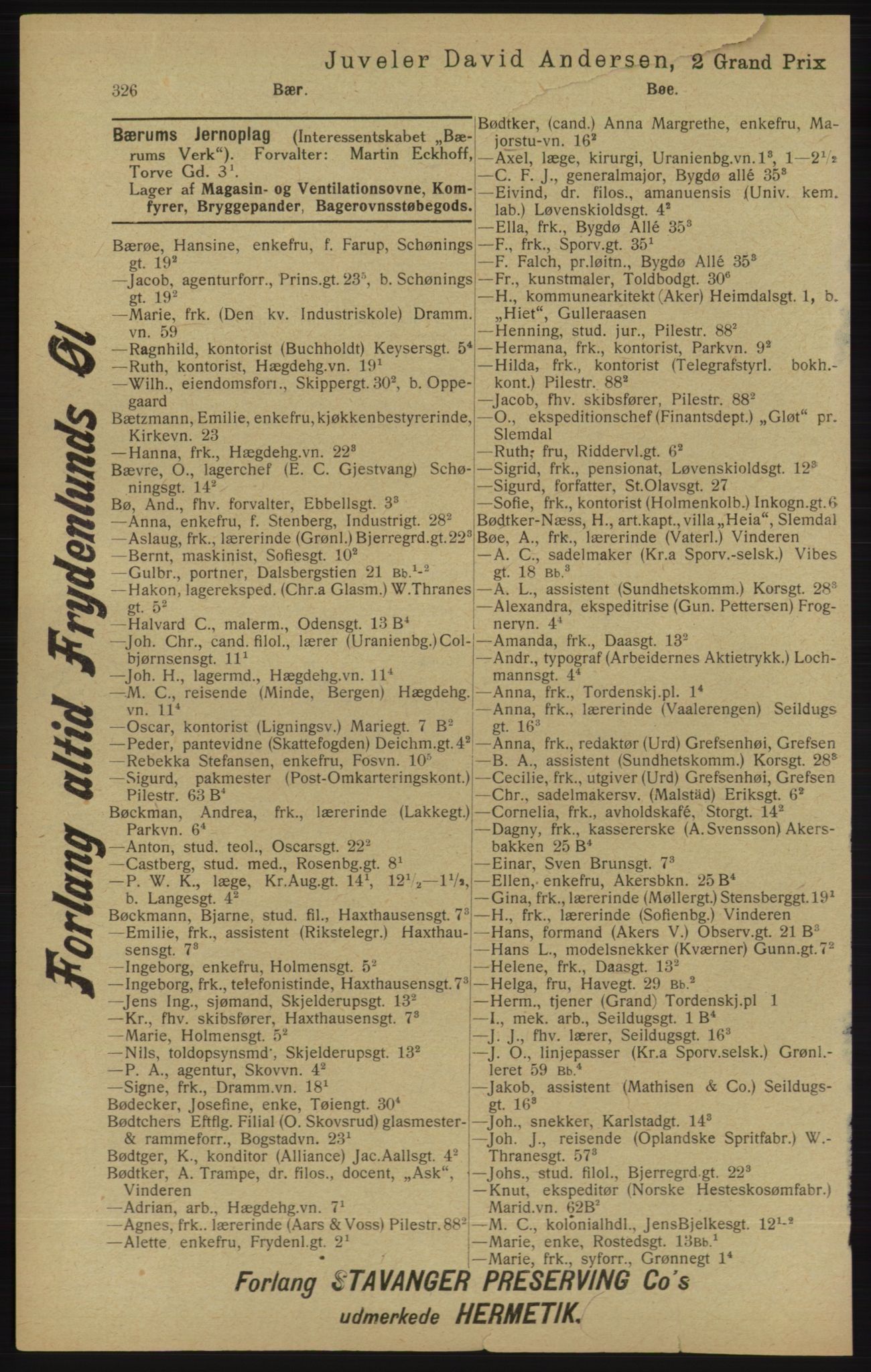 Kristiania/Oslo adressebok, PUBL/-, 1913, p. 338