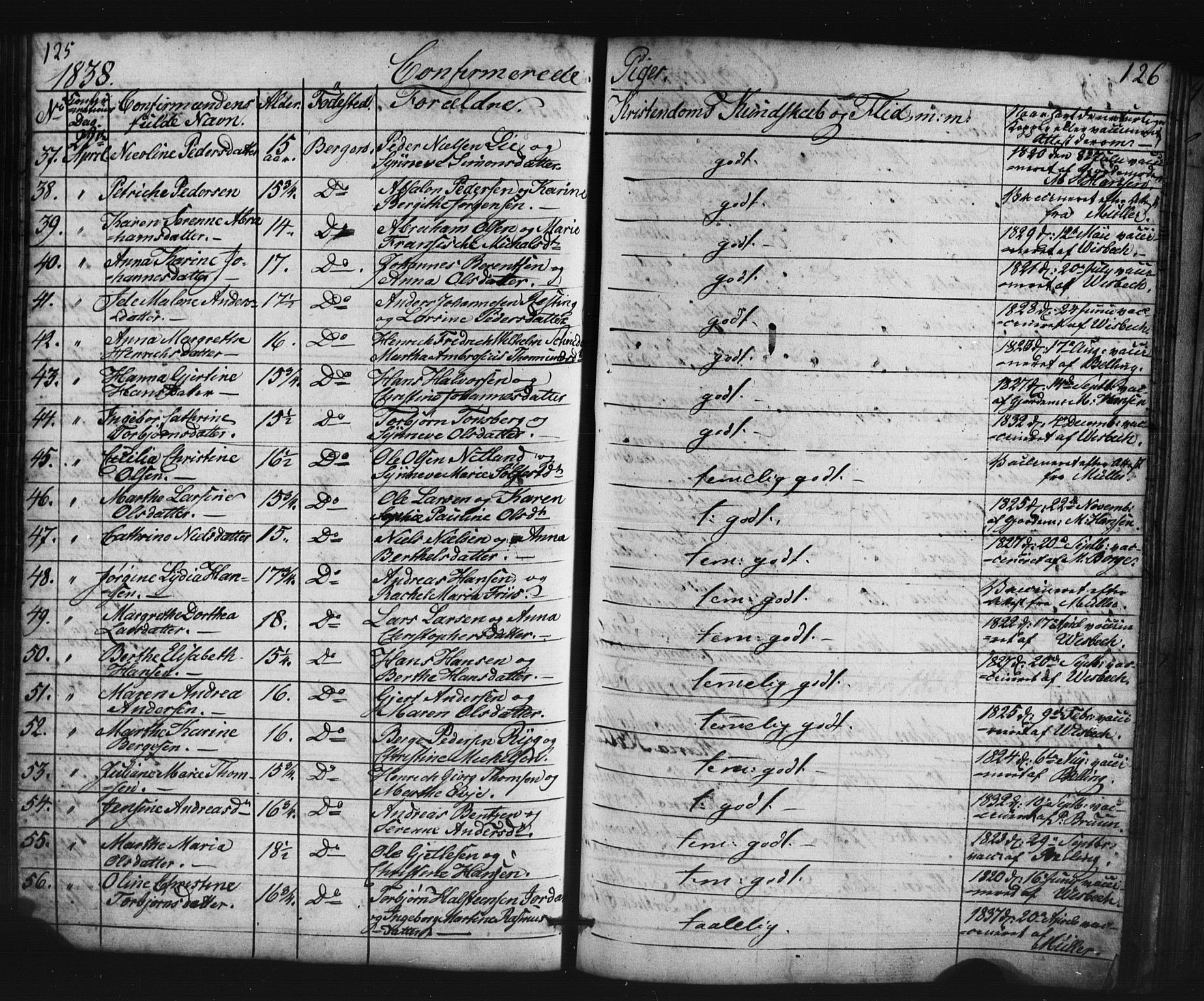 Domkirken sokneprestembete, AV/SAB-A-74801/H/Haa/L0063: Curate's parish register no. A 1, 1821-1848, p. 125-126